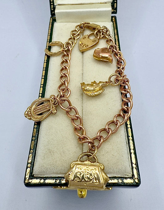 Vintage 9ct Gold Charm Bracelet