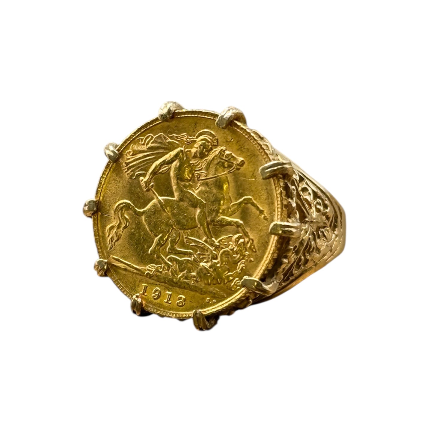 Vintage 1913 22ct Half Sovereign Coin Ring