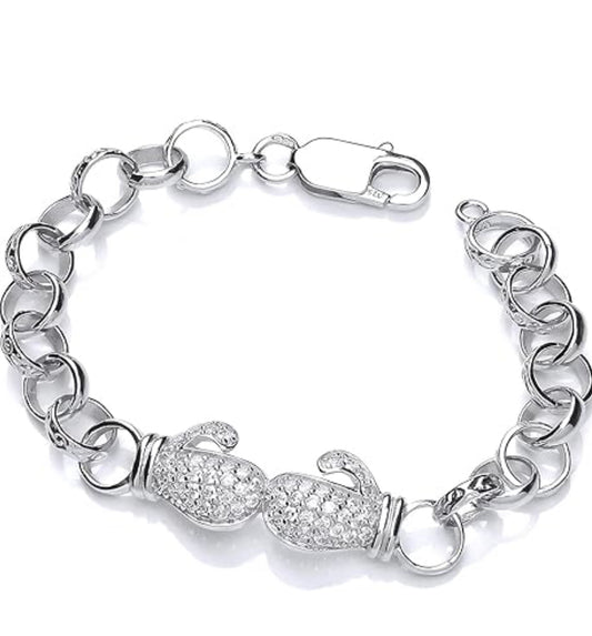 New Sterling Silver Children’s Boxing Glove Belcher Bracelet