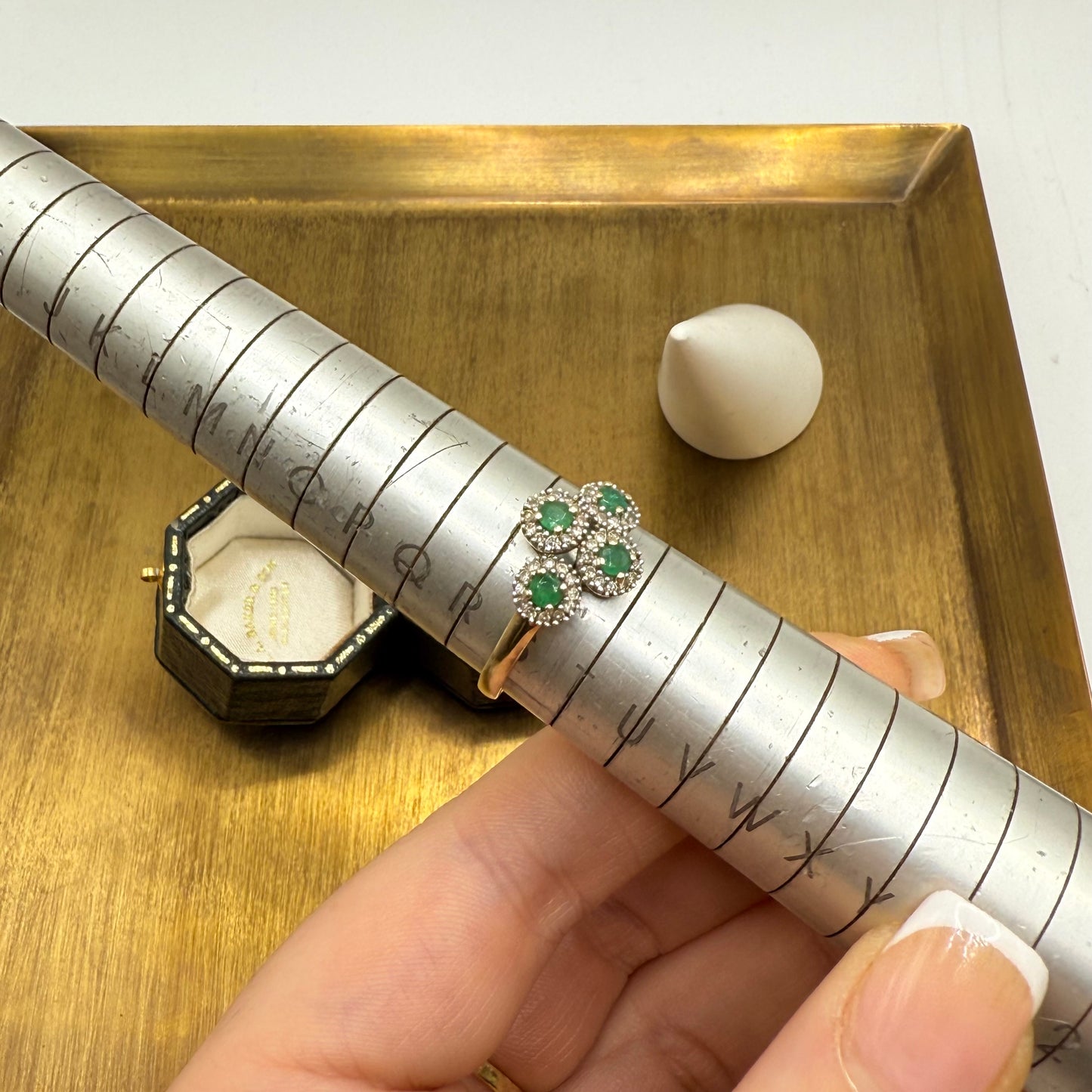 Vintage 9ct Gold Emerald and Diamond Ring