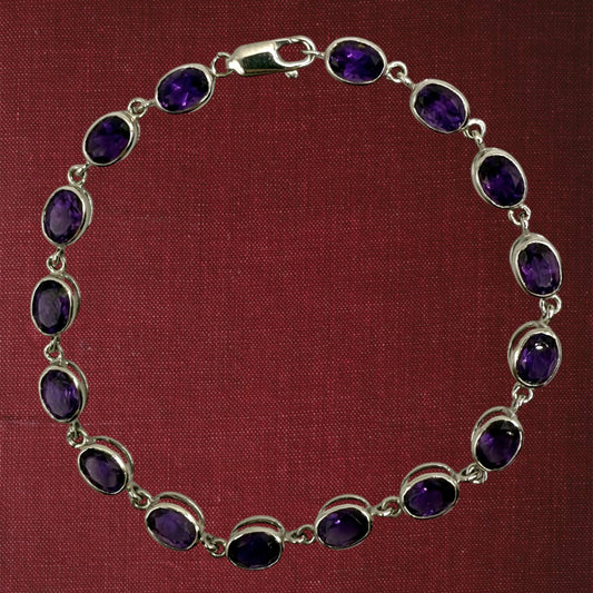 Vintage 9ct White Gold Amethyst Bracelet