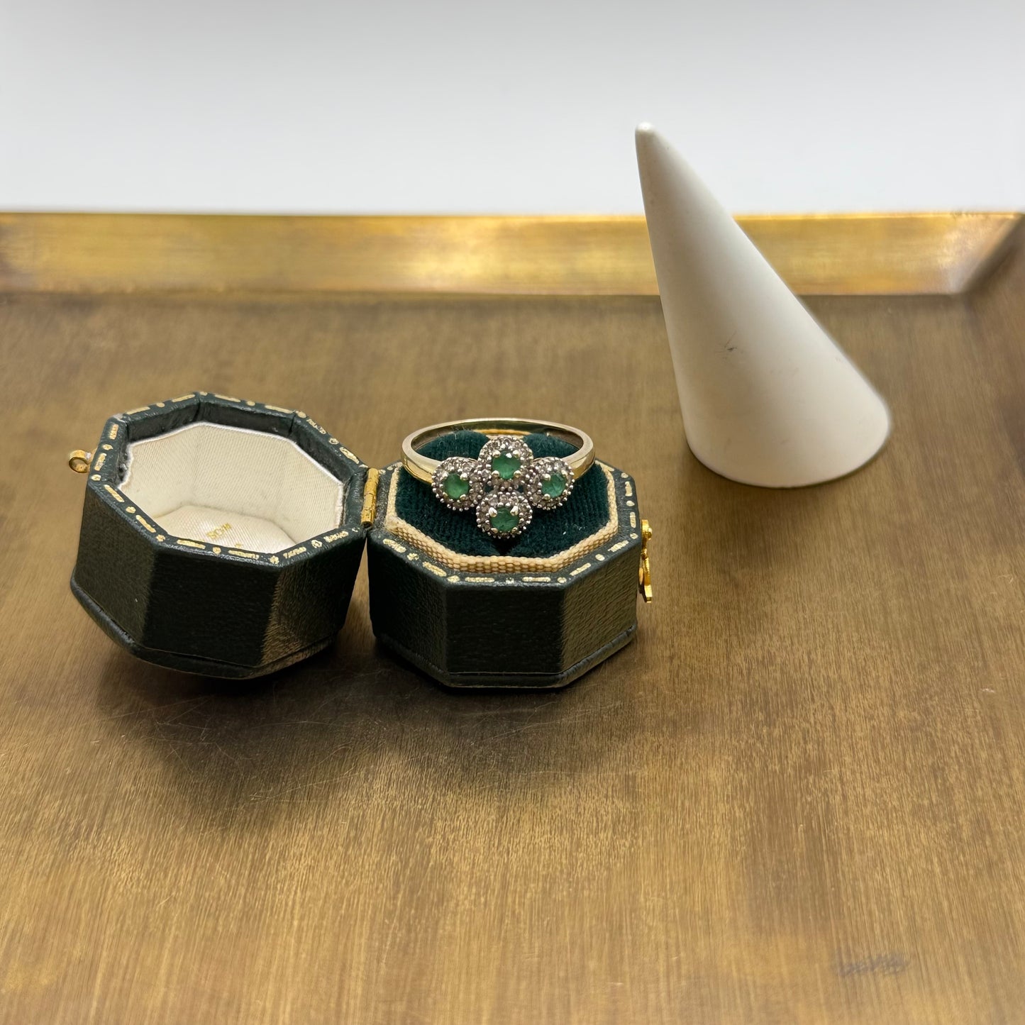 Vintage 9ct Gold Emerald and Diamond Ring