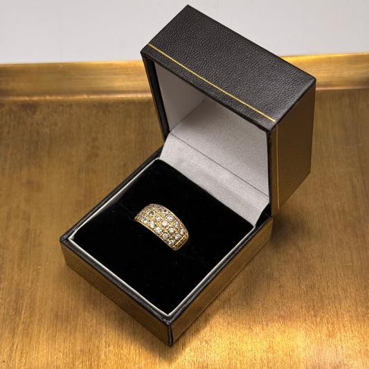 Vintage 9ct Gold Women’s Ring – 3 Row Cubic Zirconia Design