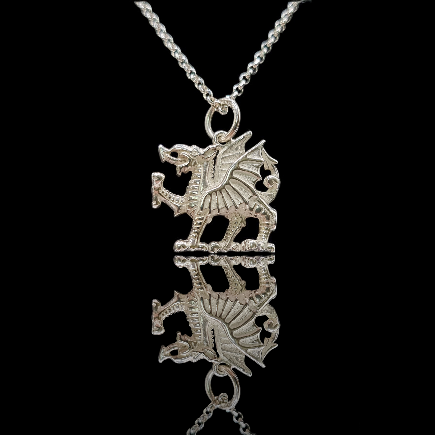 New Sterling Silver Welsh Dragon Pendant