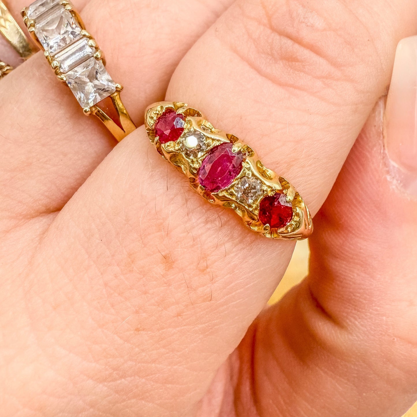 Vintage 18ct Gold Ruby and Diamond Ring