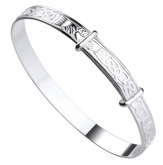 New Sterling Silver Celtic Claddagh Expandable Baby Bangle