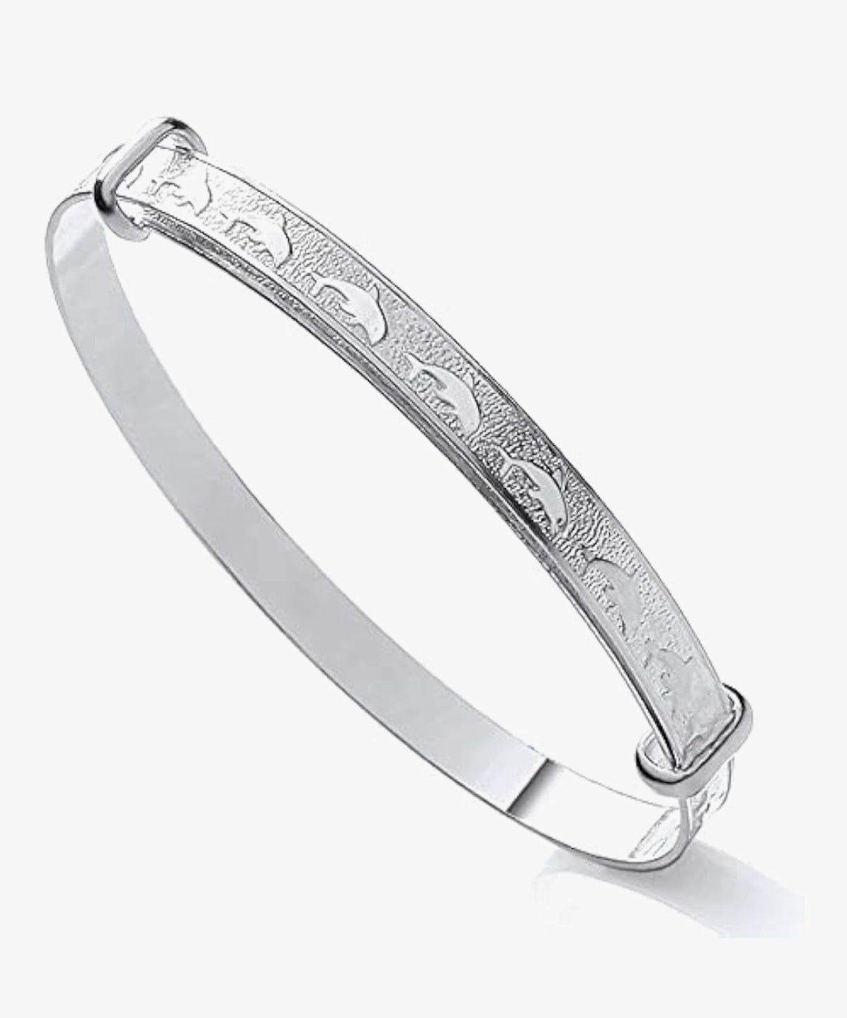 Sterling Silver Expanding Baby Bangle Dolphin Pattern