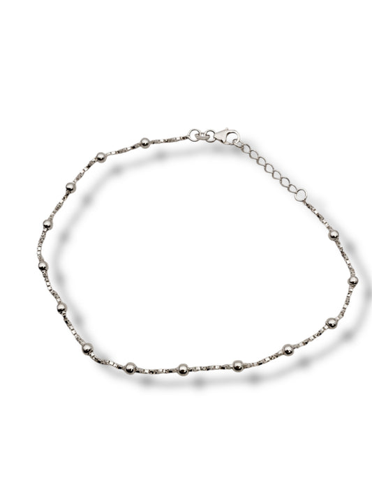 New Sterling Silver Bead Chain Anklet