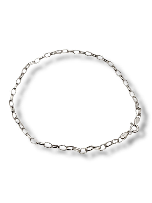 New Sterling Silver Oval Anklet