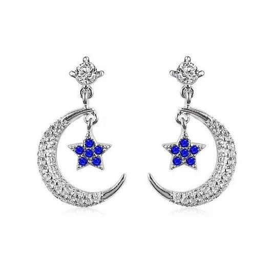 New Sterling Silver Moon & Star Earrings