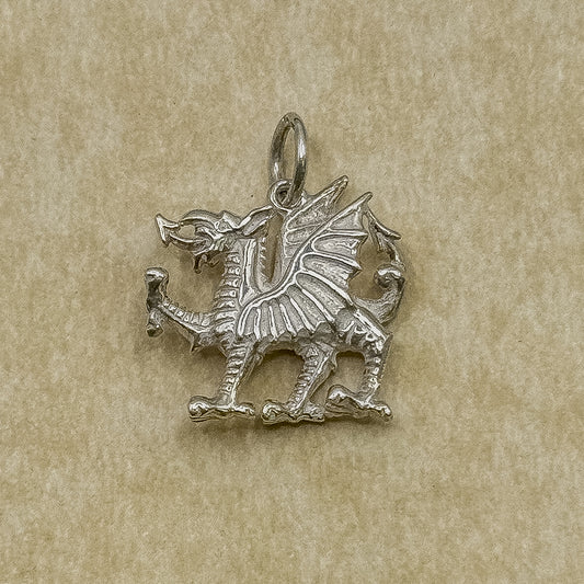 New Sterling Silver Welsh Dragon Pendant
