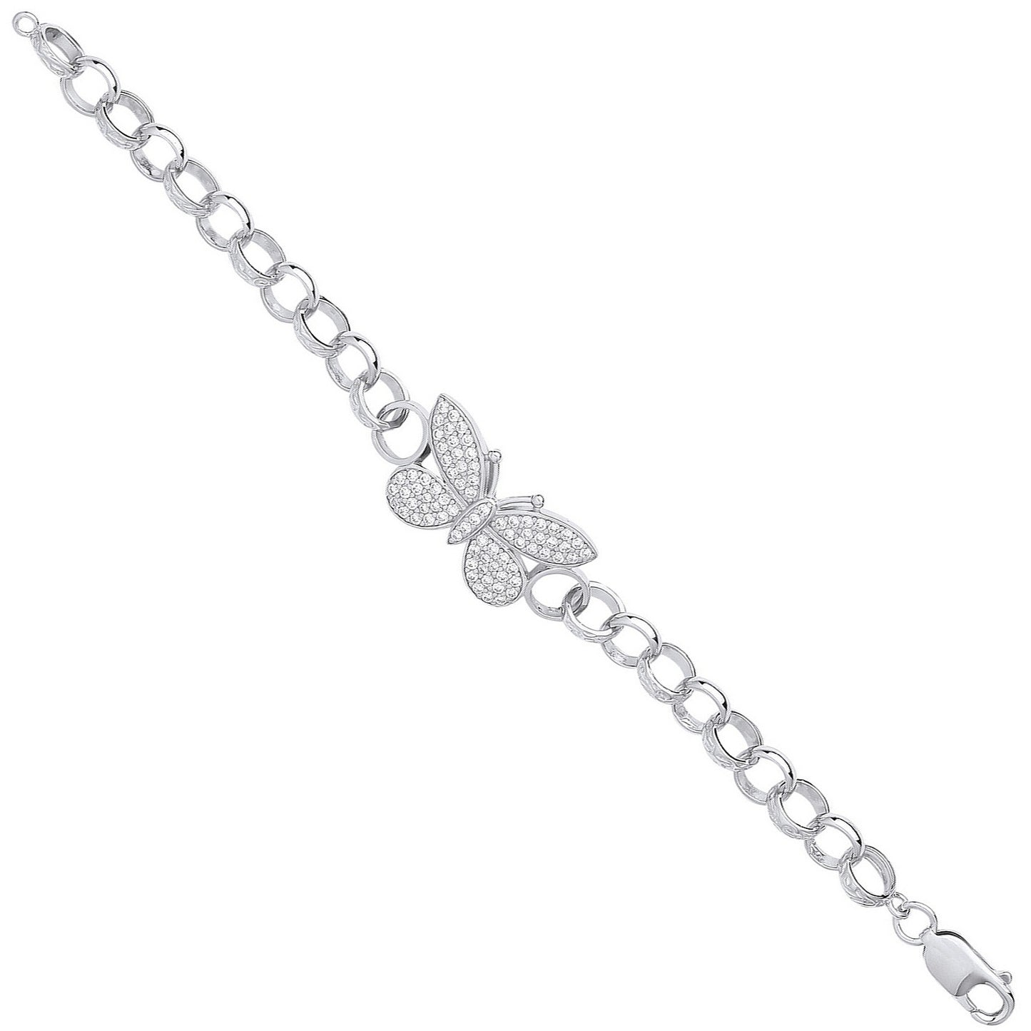 New Sterling Silver CZ Butterfly Baby Bracelet