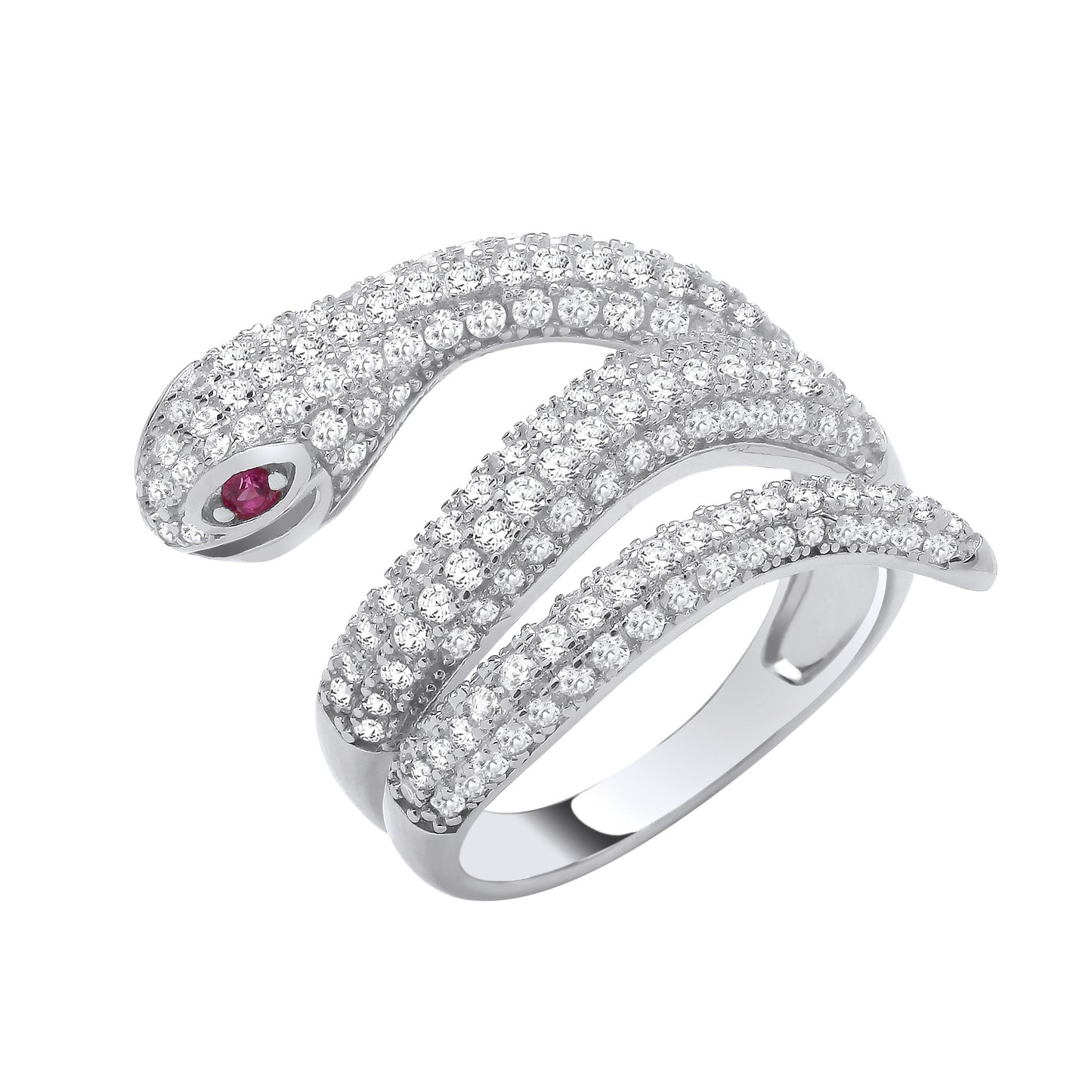New Sterling Silver CZ Snake Ring
