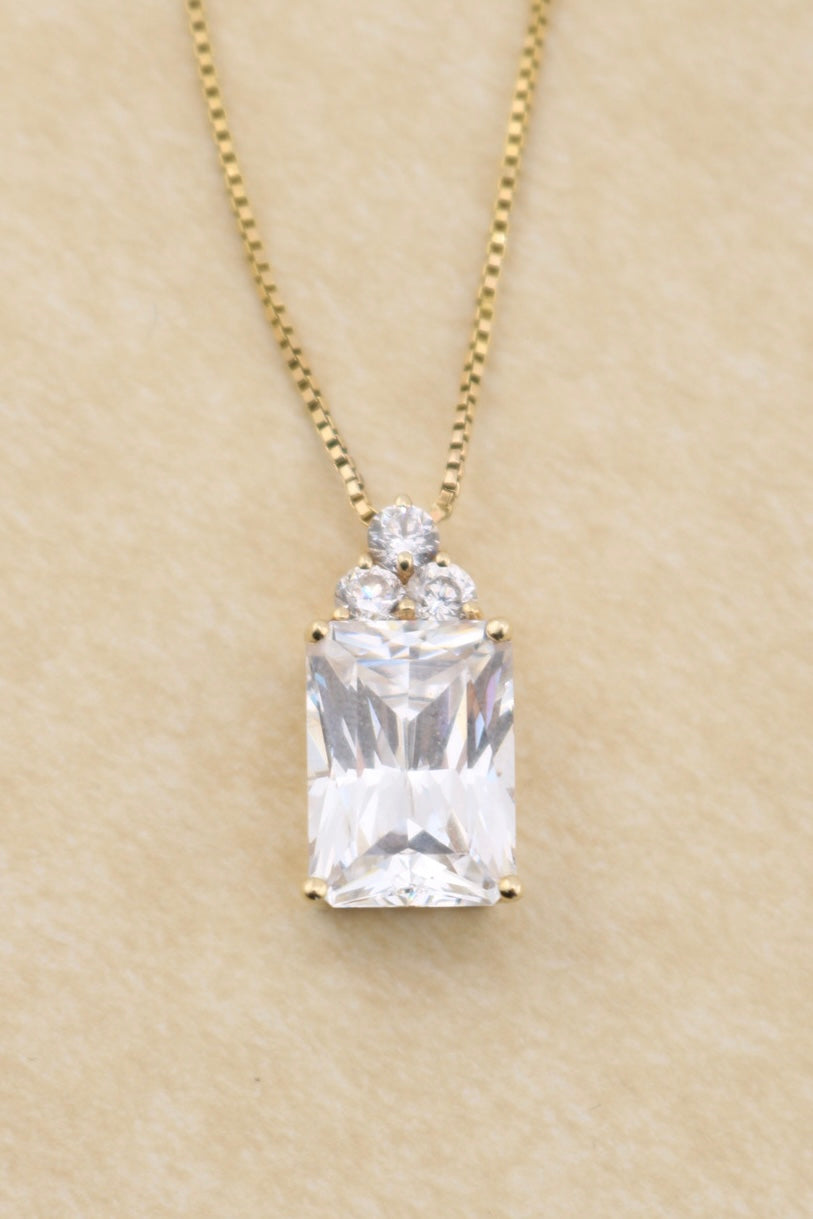 Vintage 14ct Gold Cubic Zirconia Pendant Necklace