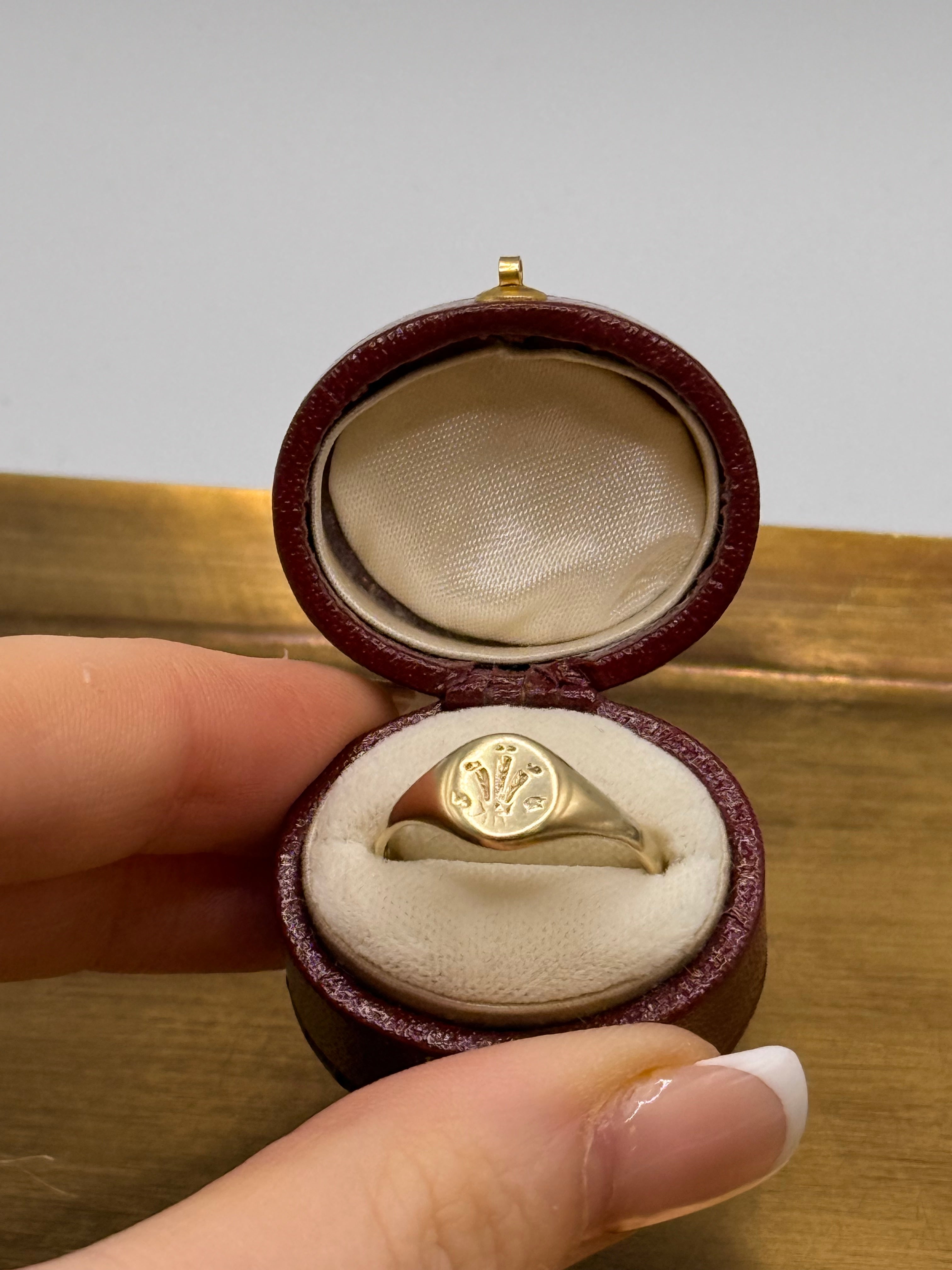 Vintage 9ct Gold Welsh Feathers Ring