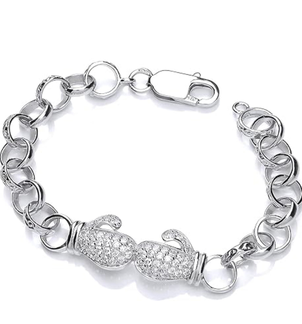 New Sterling Silver Children’s Boxing Glove Belcher Bracelet