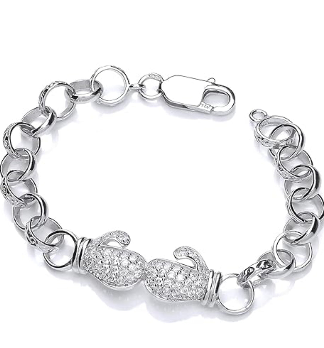 New Sterling Silver Children’s Boxing Glove Belcher Bracelet