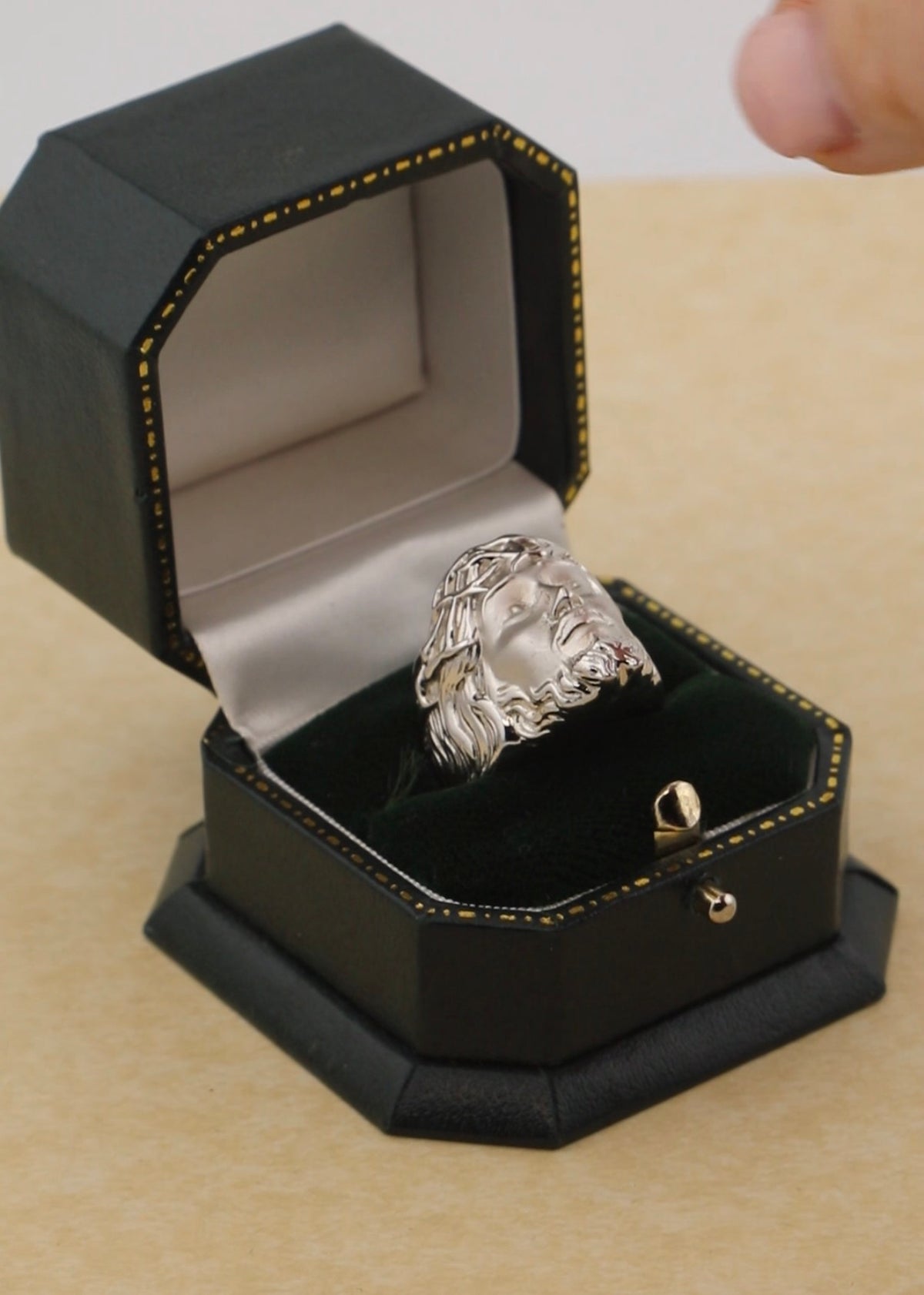 New Sterling Silver Jesus Ring