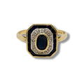Vintage 9ct Gold Sapphire & Diamond Octagonal Cluster Ring