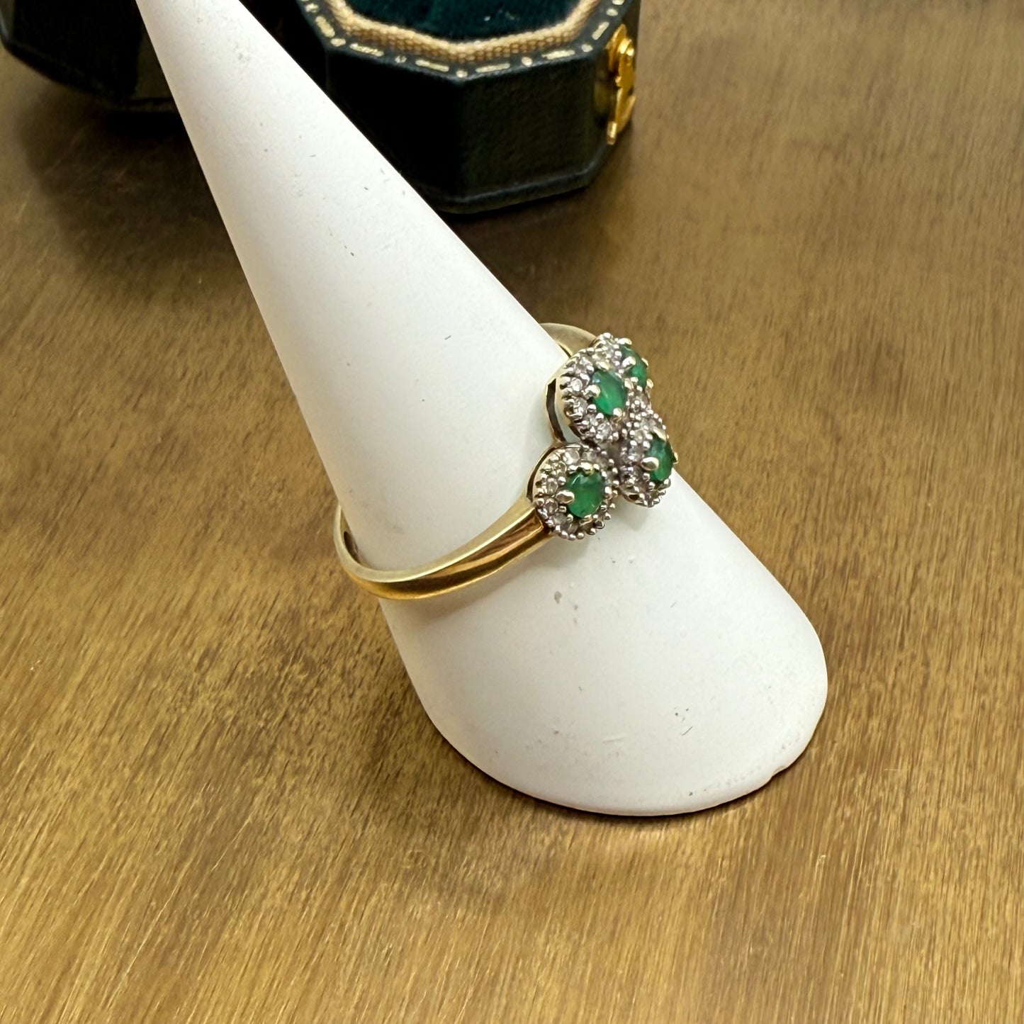 Vintage 9ct Gold Emerald and Diamond Ring
