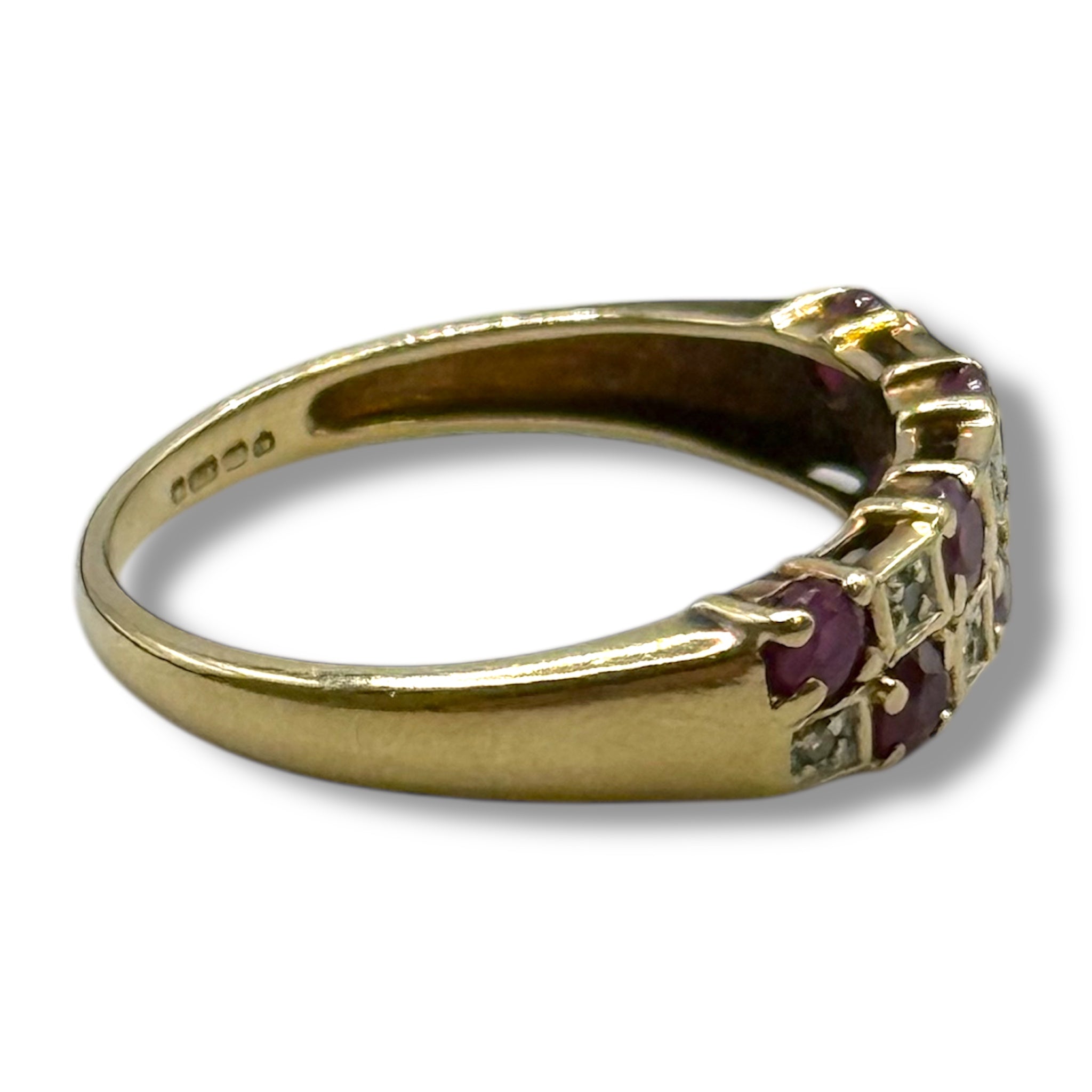 Vintage 9ct Gold Ruby & Diamond Ring – Size P