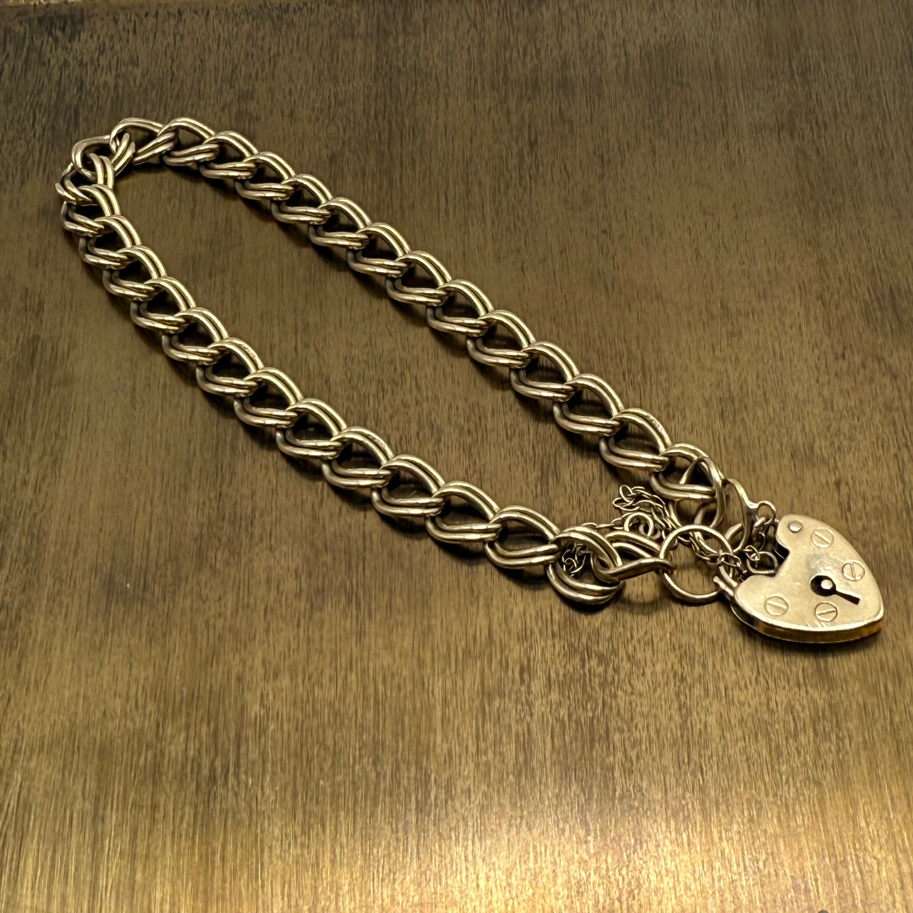 Vintage 9ct Gold Heart Padlock Bracelet