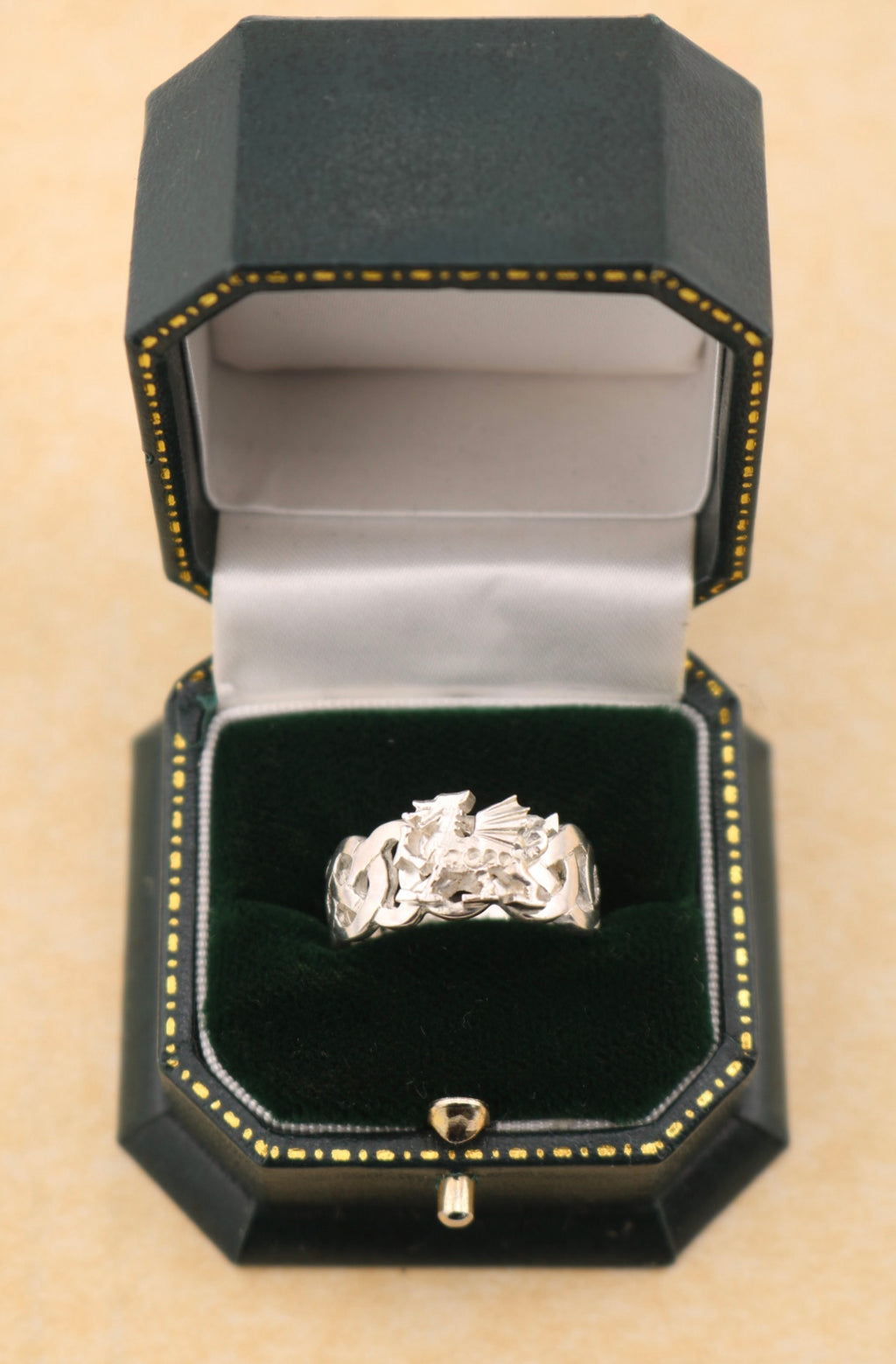 Handmade Sterling Silver Welsh Dragon & Celtic Knot Ring