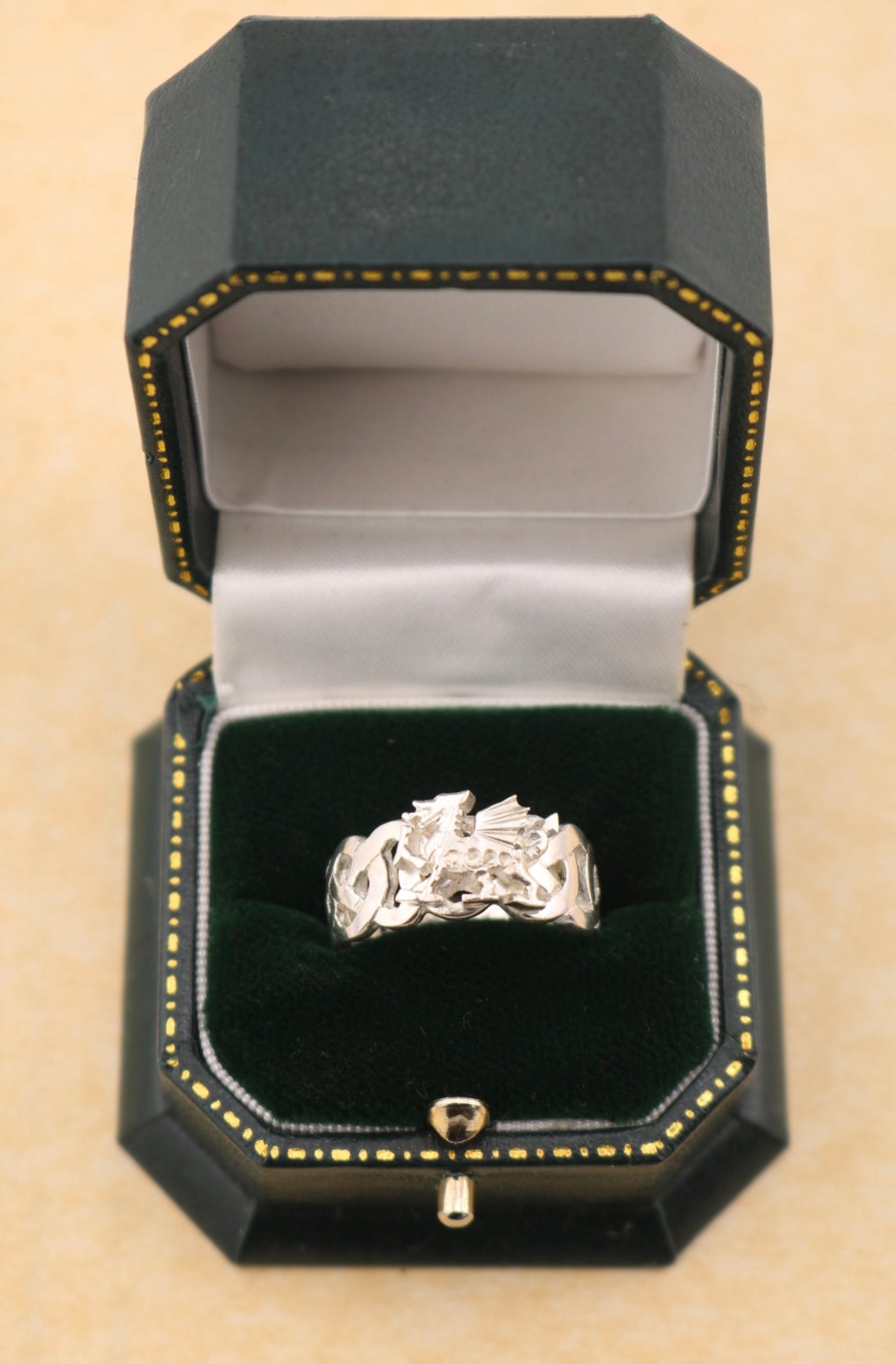 Handmade Sterling Silver Welsh Dragon & Celtic Knot Ring