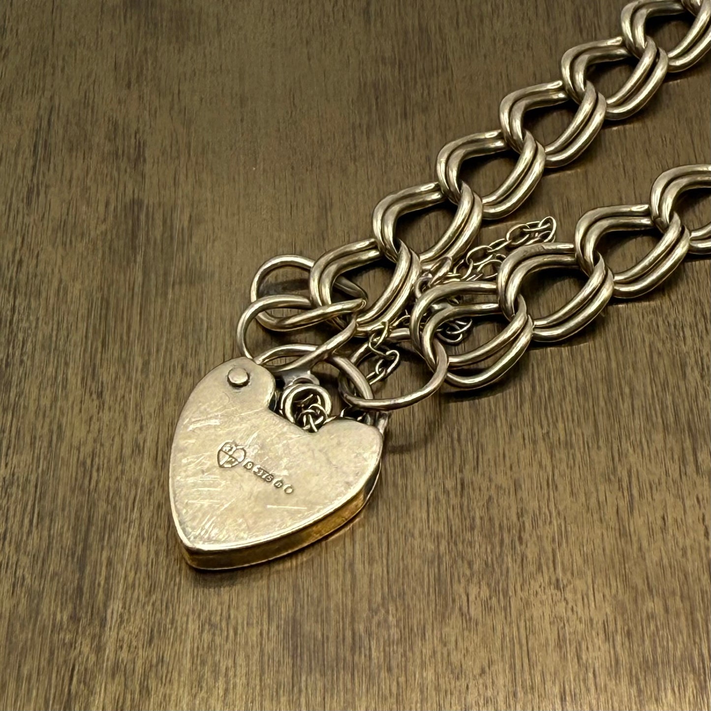 Vintage 9ct Gold Heart Padlock Bracelet