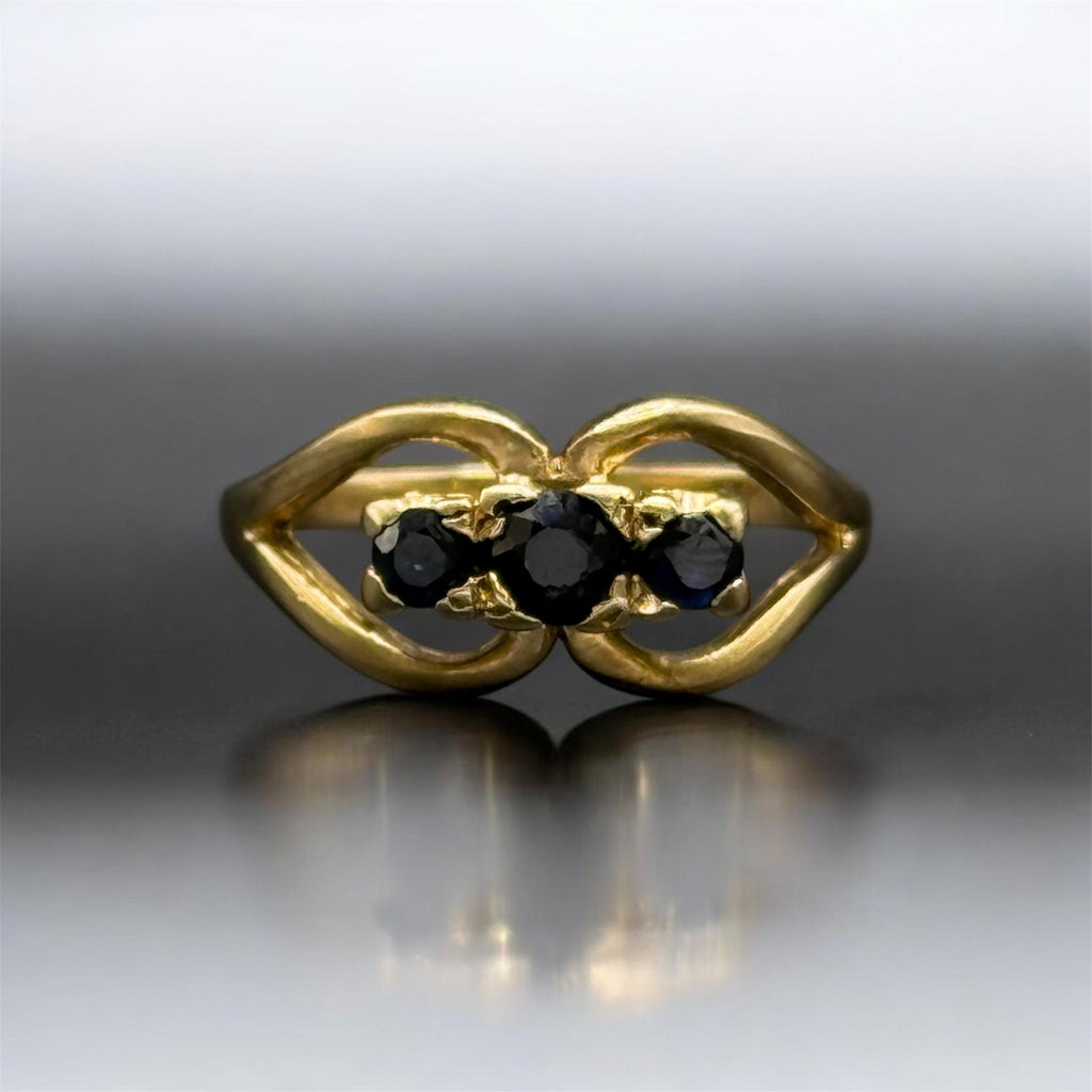 Vintage 9ct Gold Sapphire Trilogy Ring