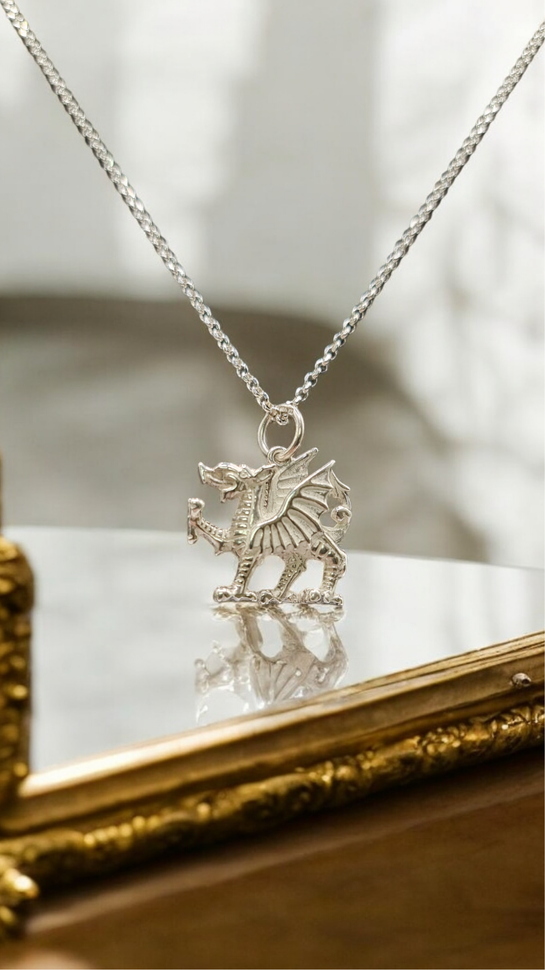 New Sterling Silver Welsh Dragon Pendant