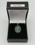 Vintage 9ct Gold Blue Cameo Pendant