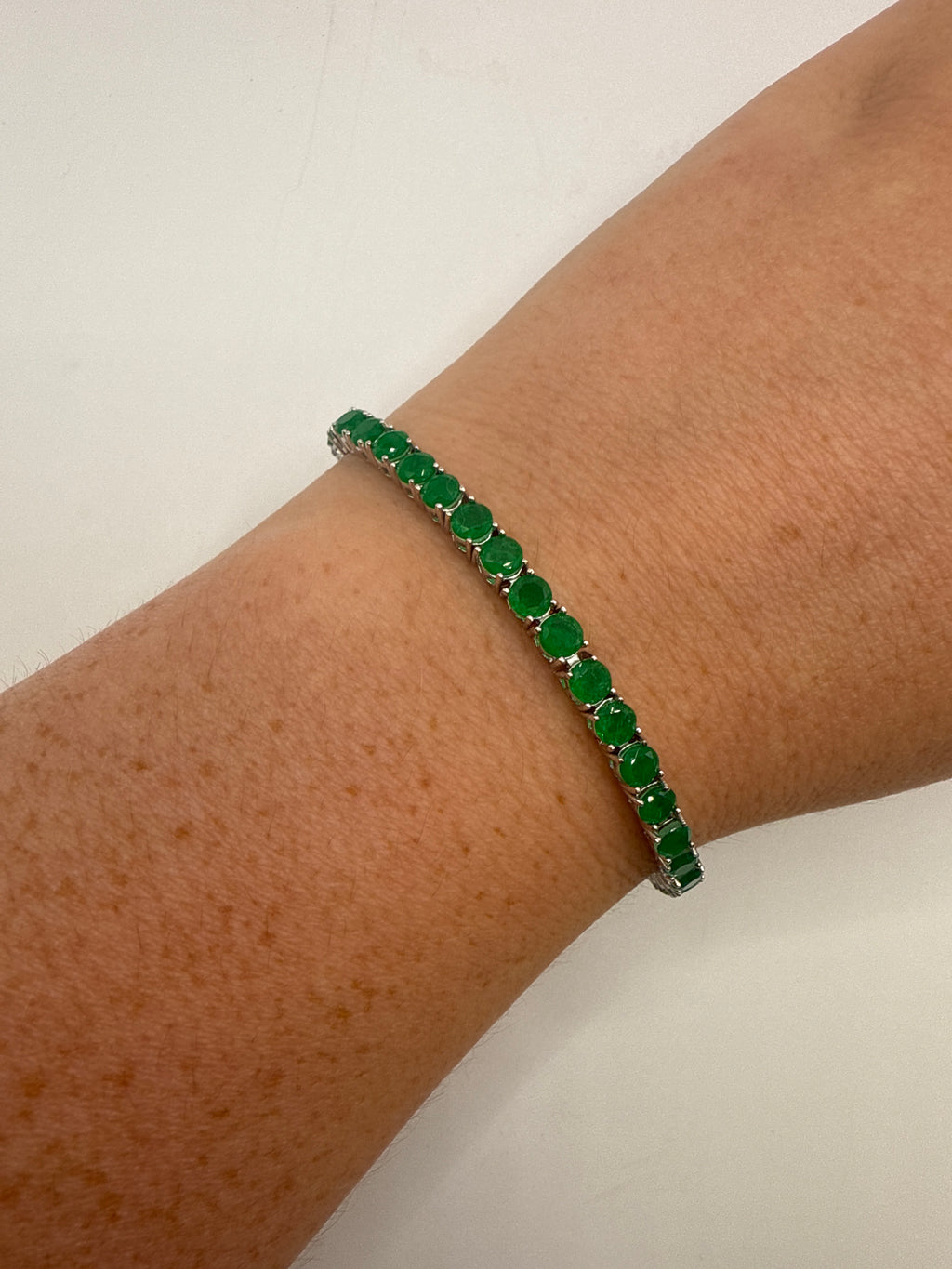 New Green Tennis Bracelet Sterling Silver