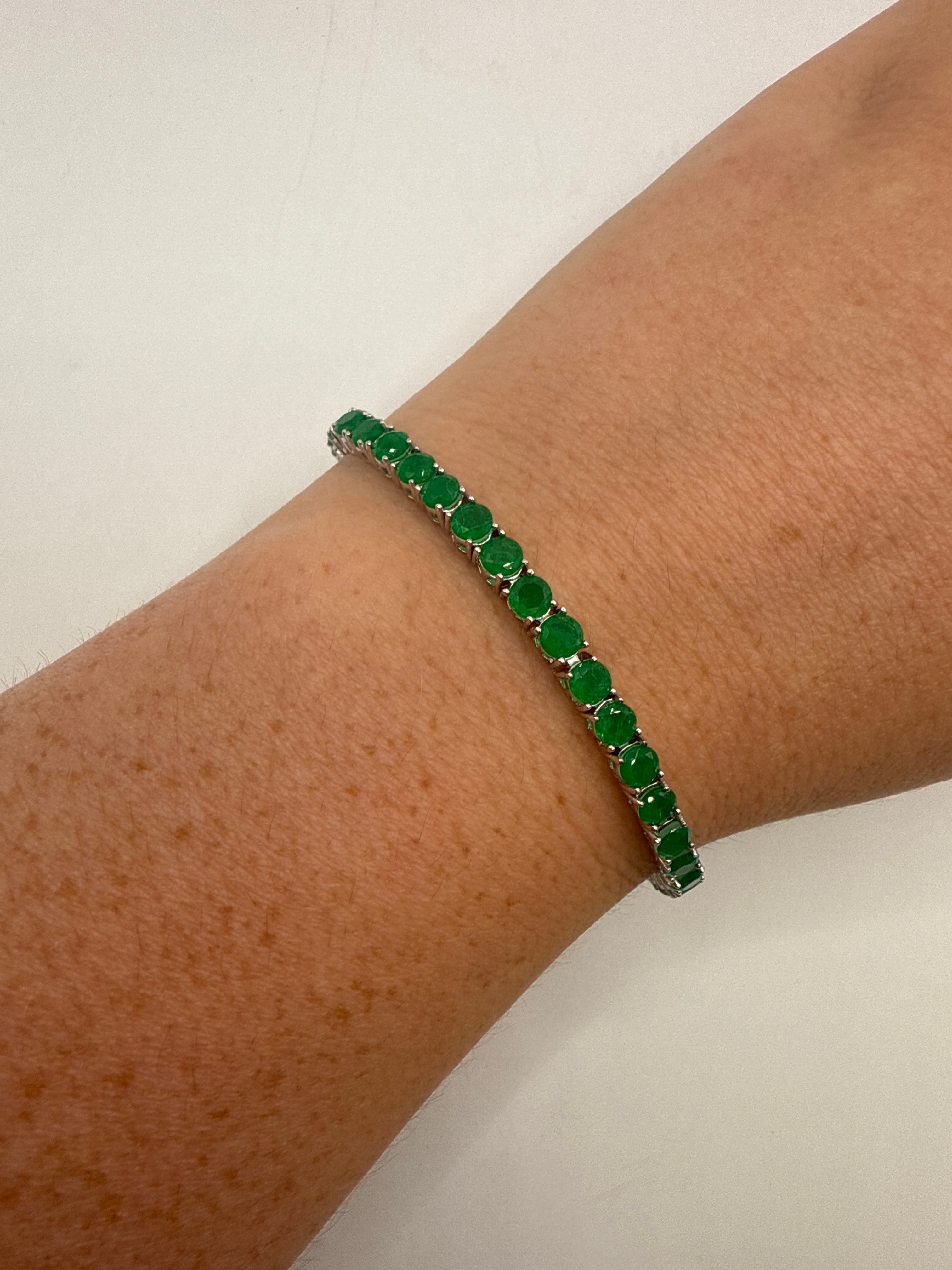 New Green Tennis Bracelet Sterling Silver