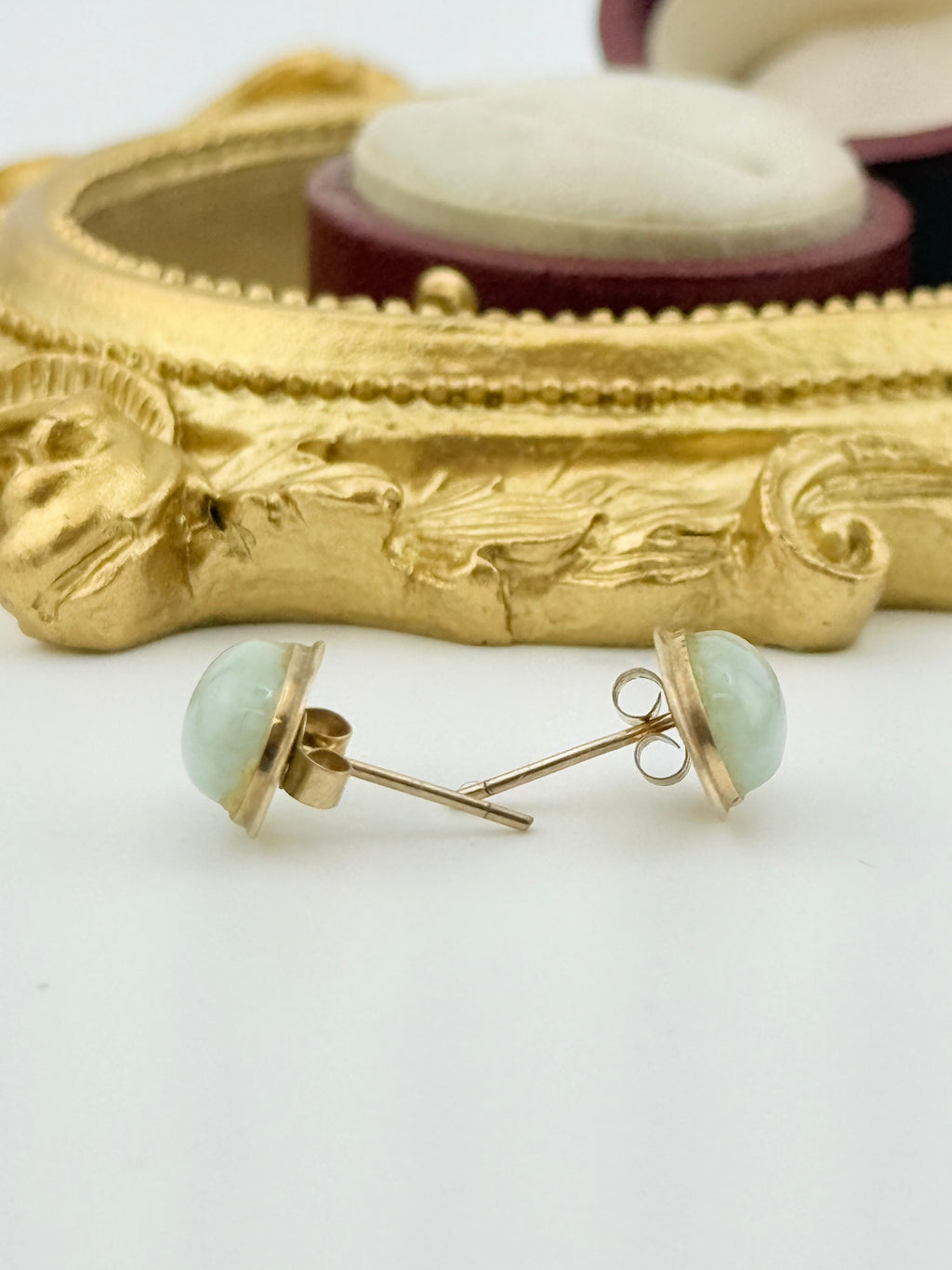 Vintage 9ct Gold Jade Earrings