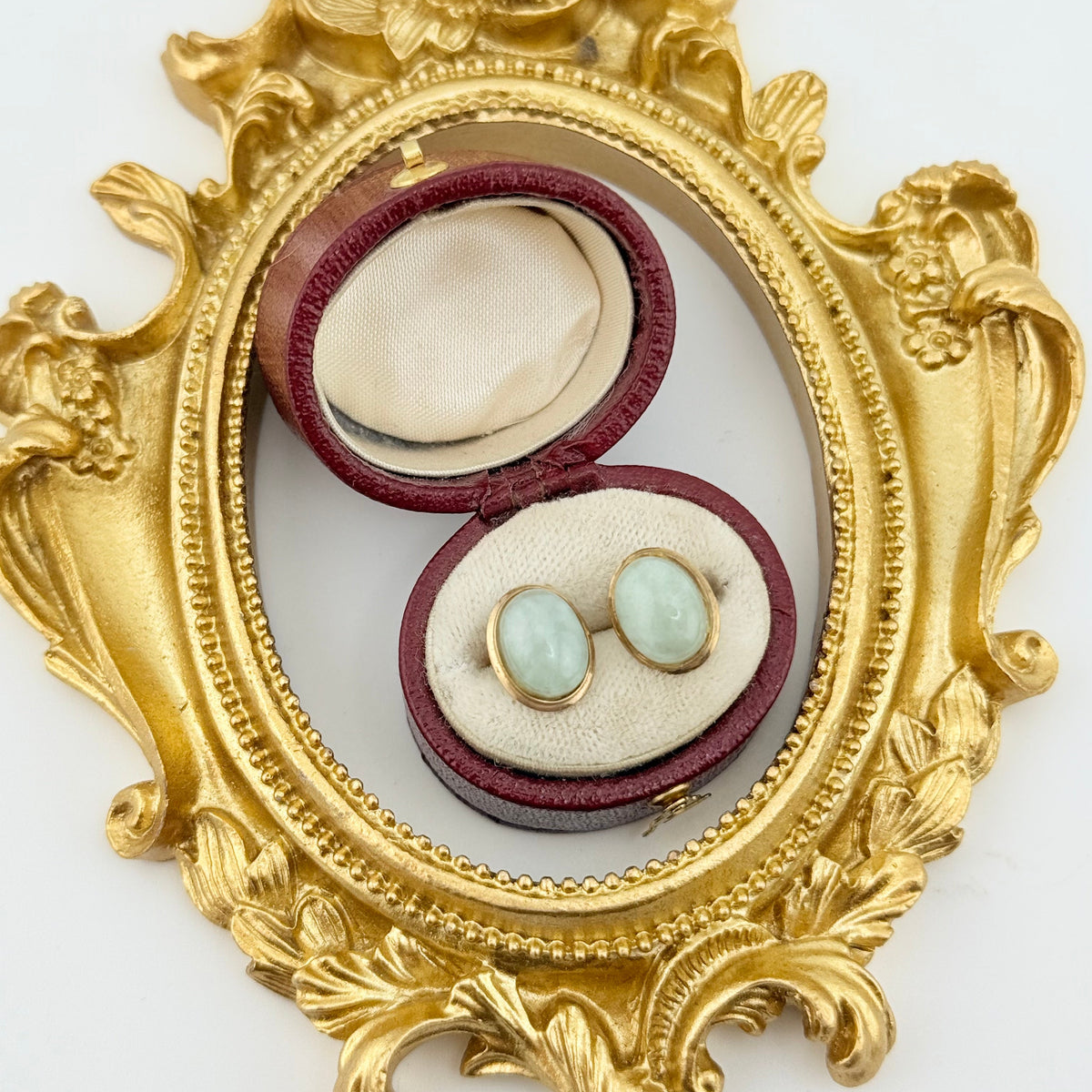Vintage 9ct Gold Jade Earrings