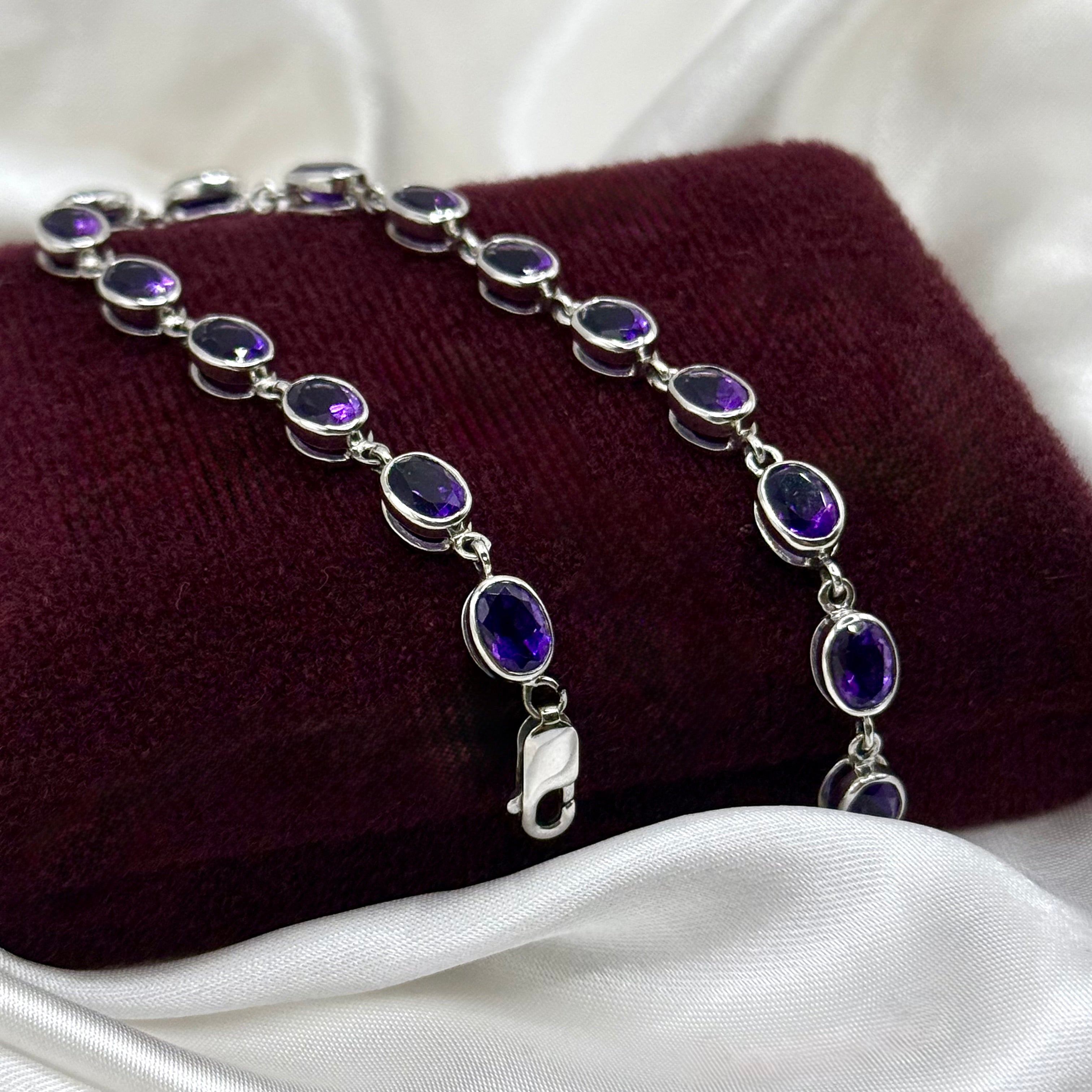 Vintage 9ct White Gold Amethyst Bracelet
