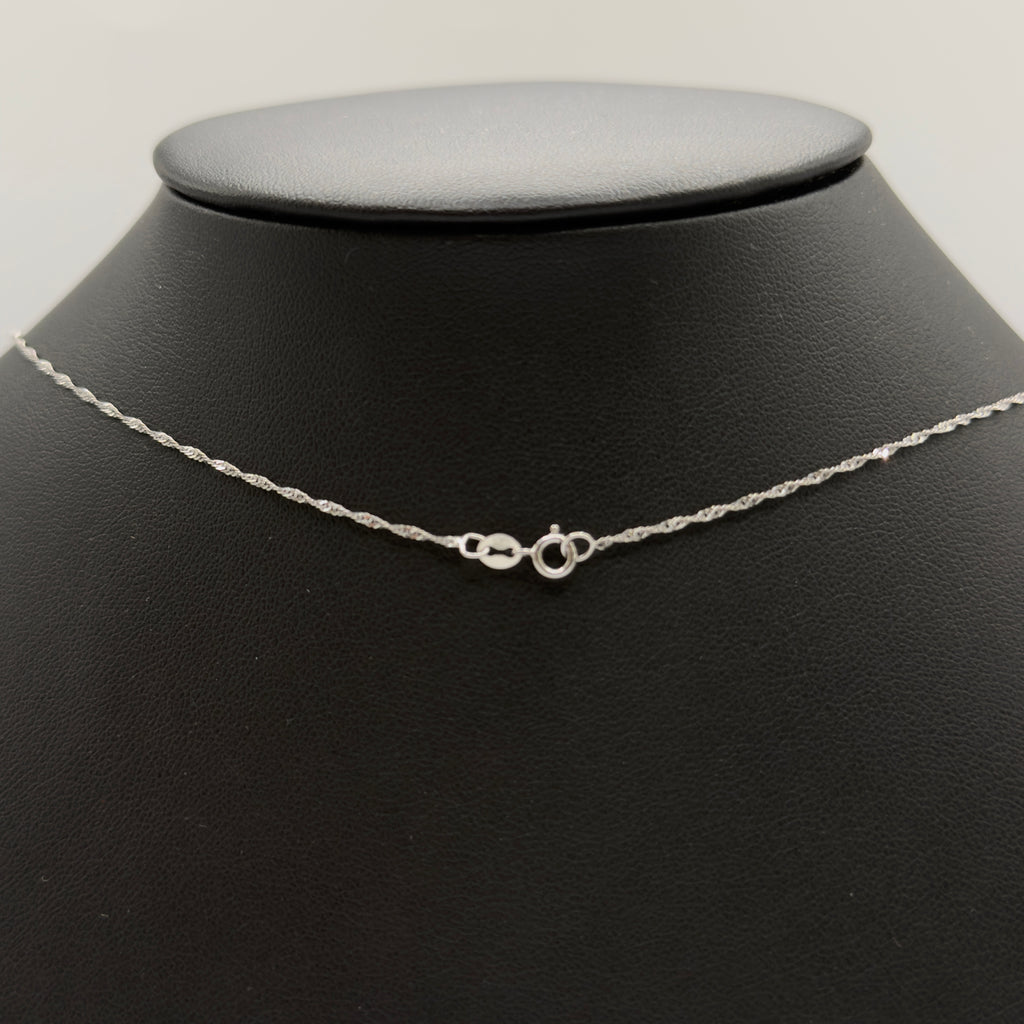 Vintage 9ct White Gold Heart Drop Chain – 16”