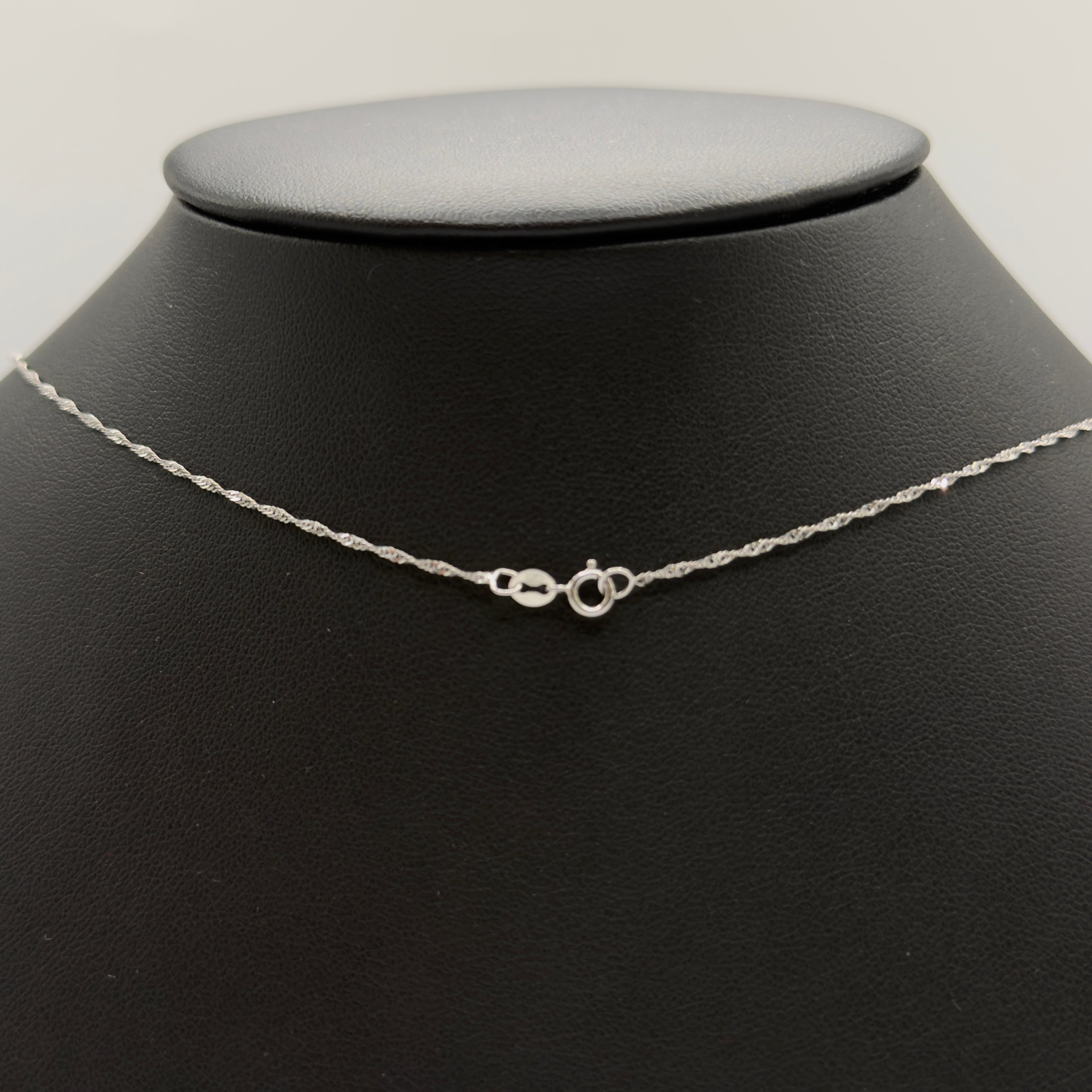 Vintage 9ct White Gold Heart Drop Chain – 16”