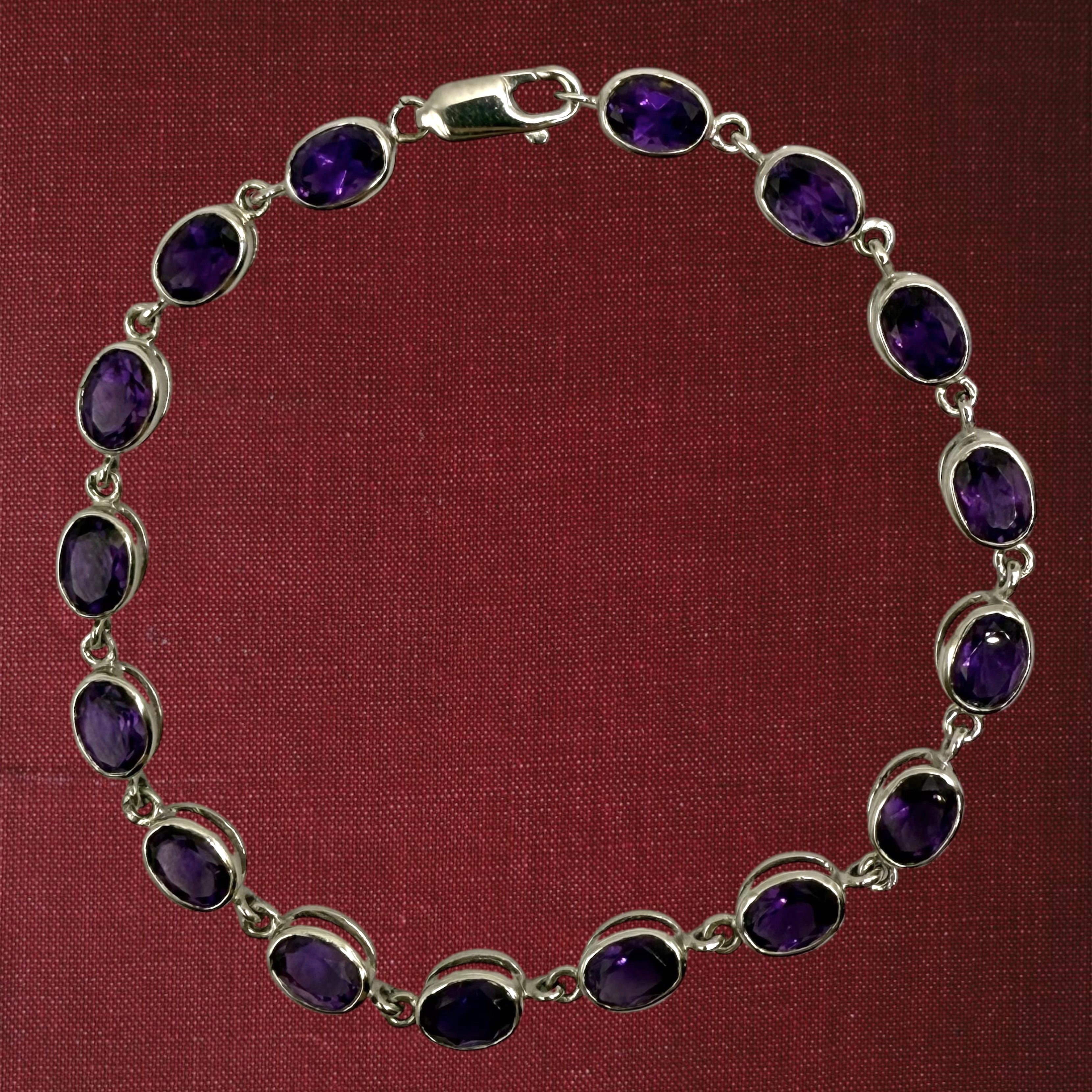 Vintage 9ct White Gold Amethyst Bracelet