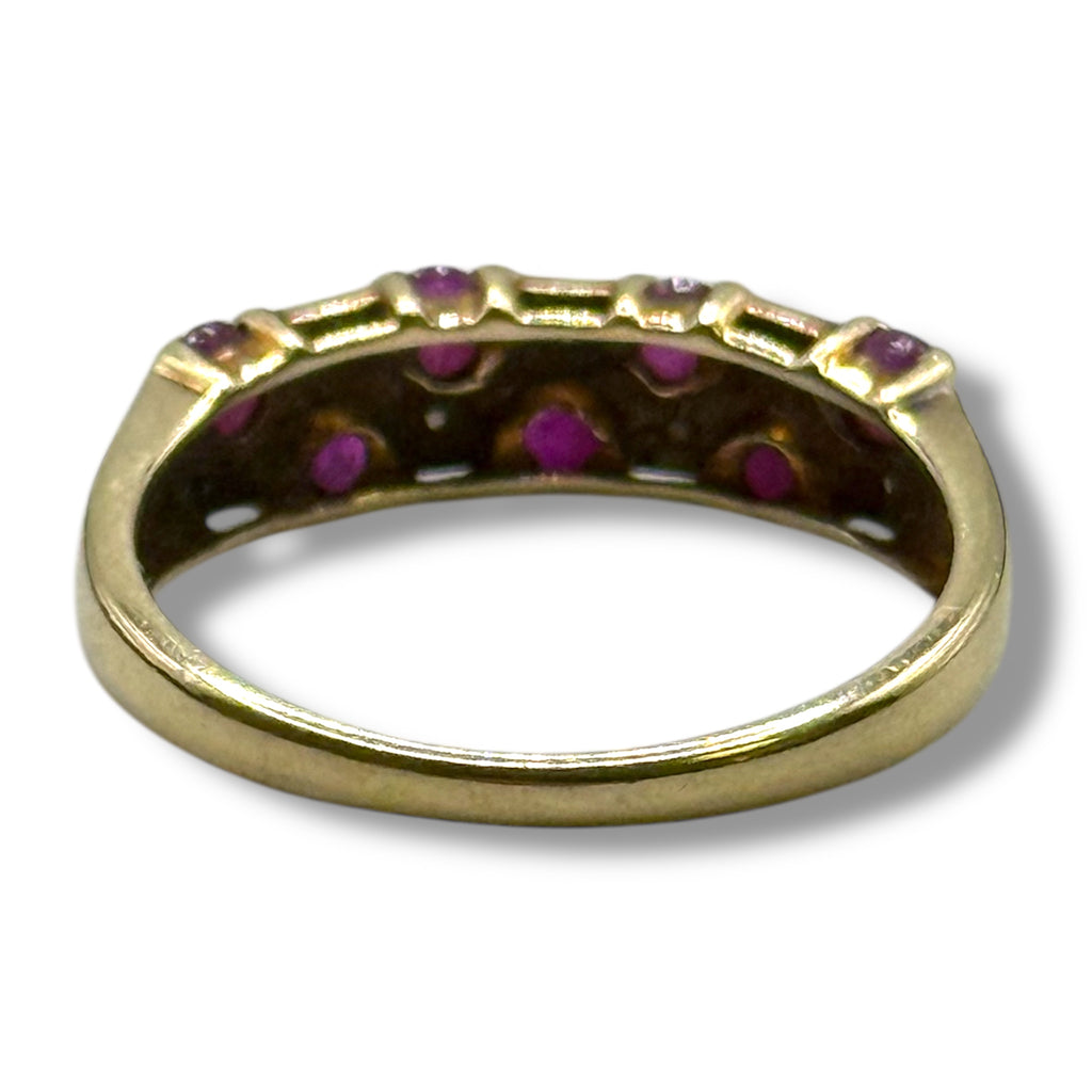 Vintage 9ct Gold Ruby & Diamond Ring – Size P