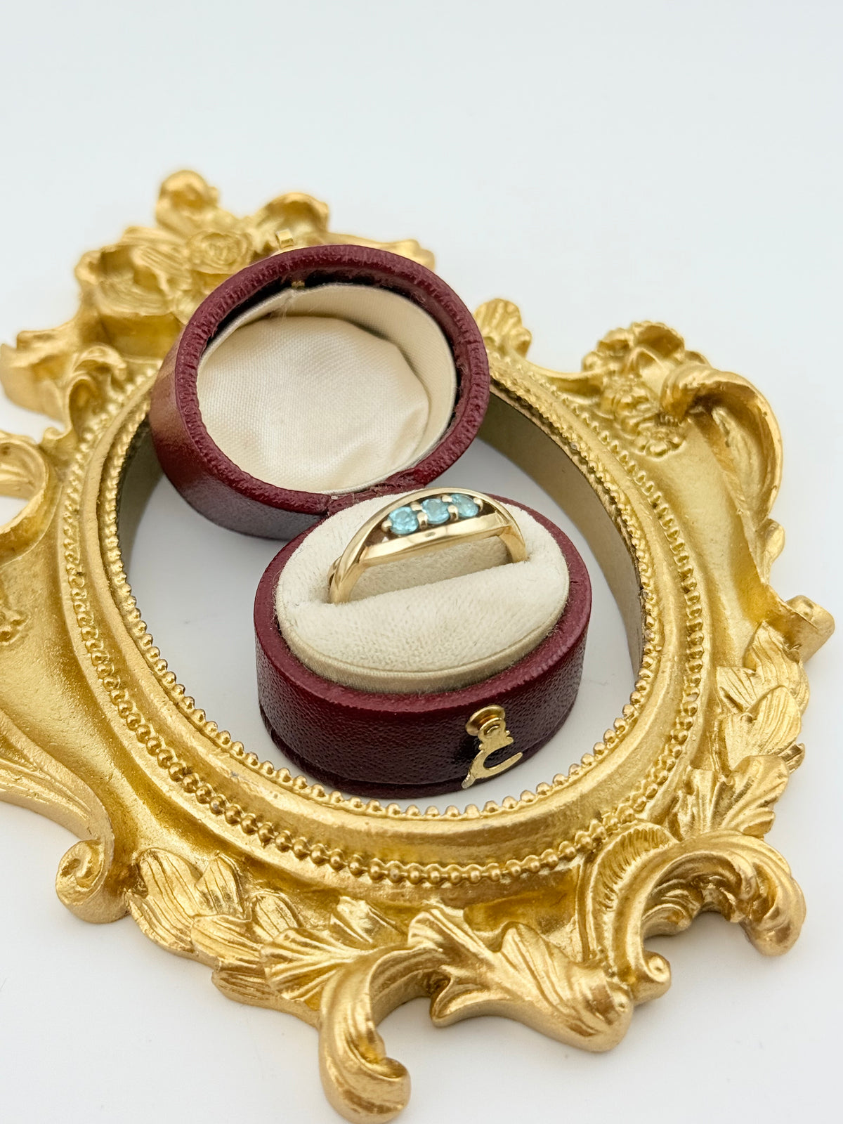 Vintage 9ct Gold Aquamarine Trilogy Ring