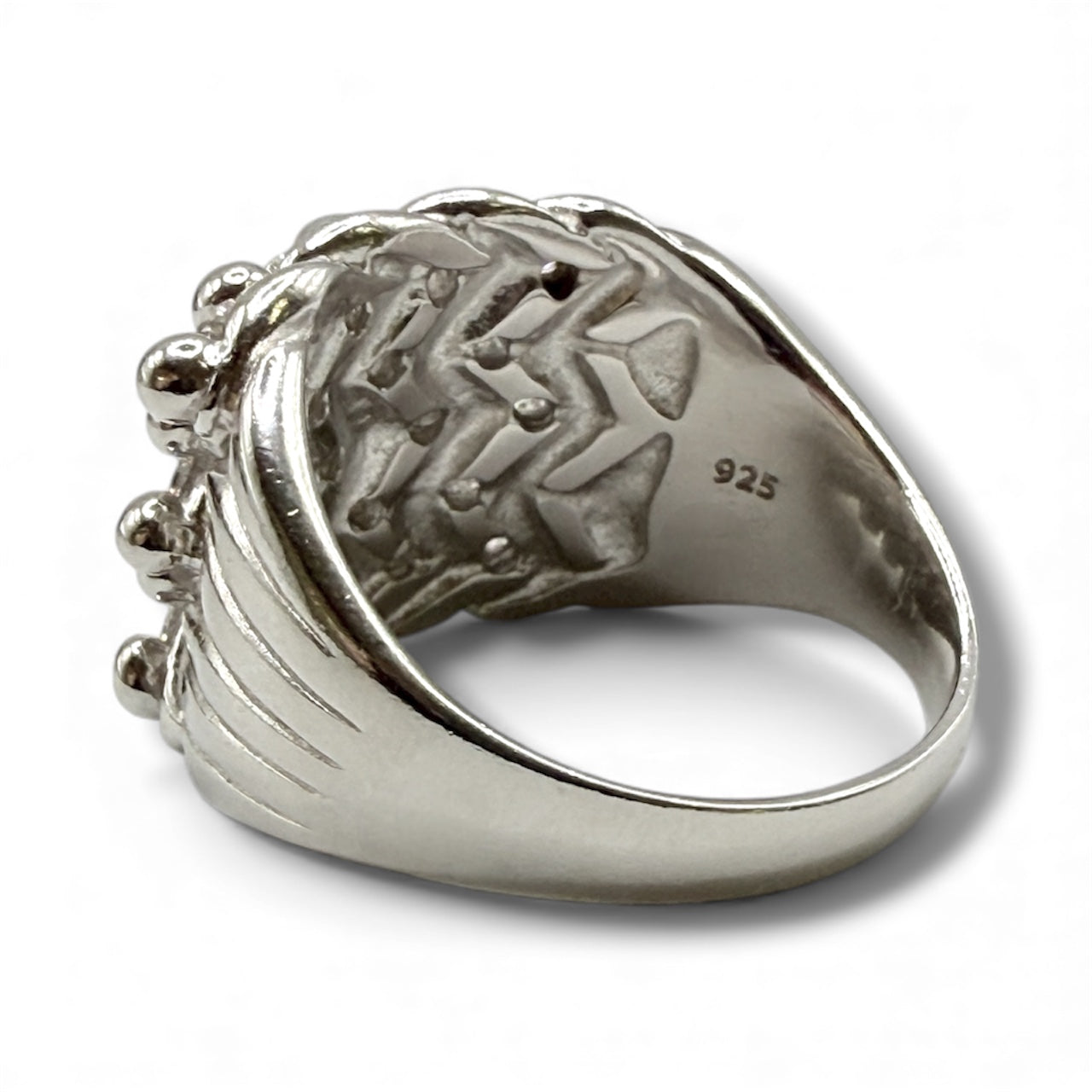 New Sterling Silver Keeper Ring With CZ Stones