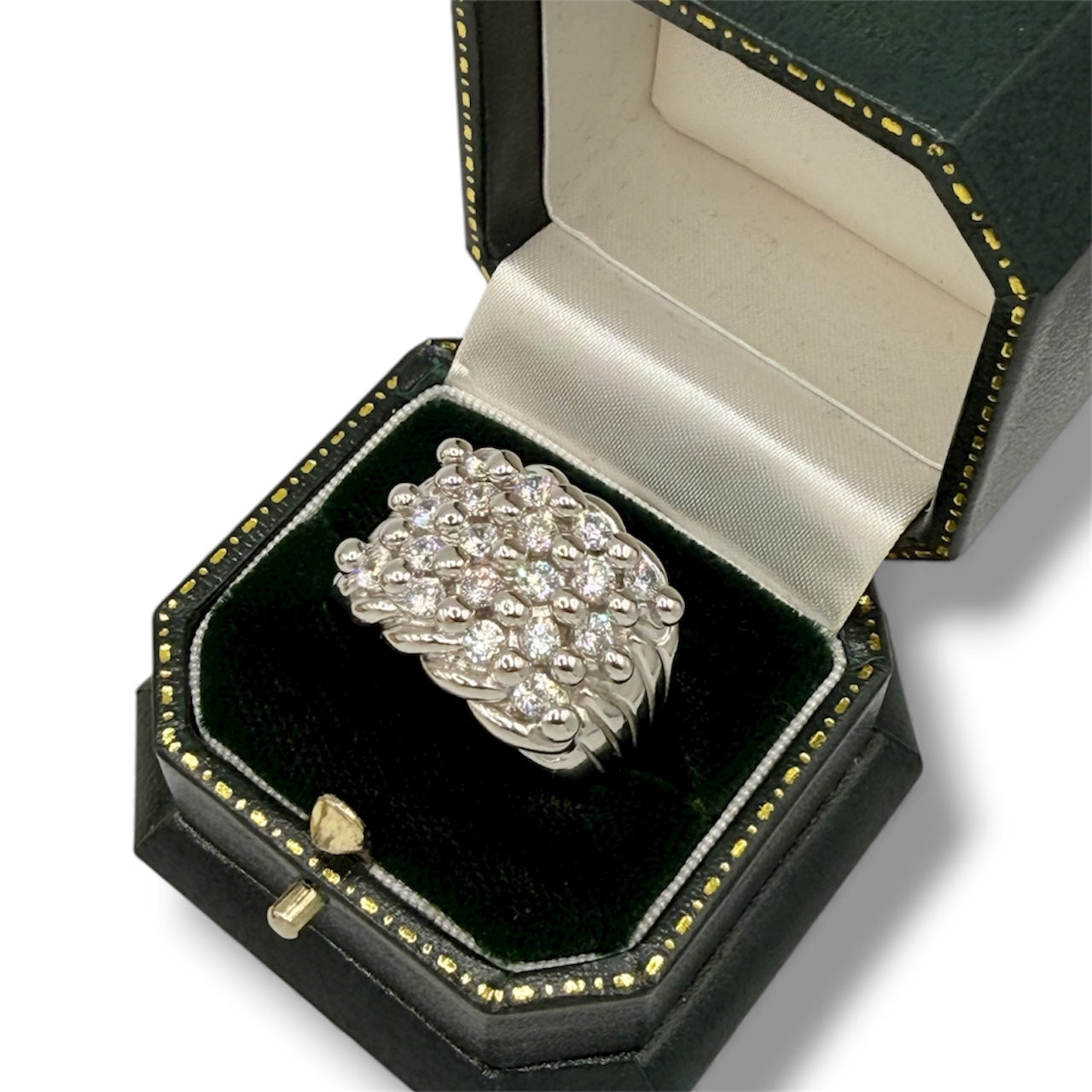 New Sterling Silver Keeper Ring With CZ Stones