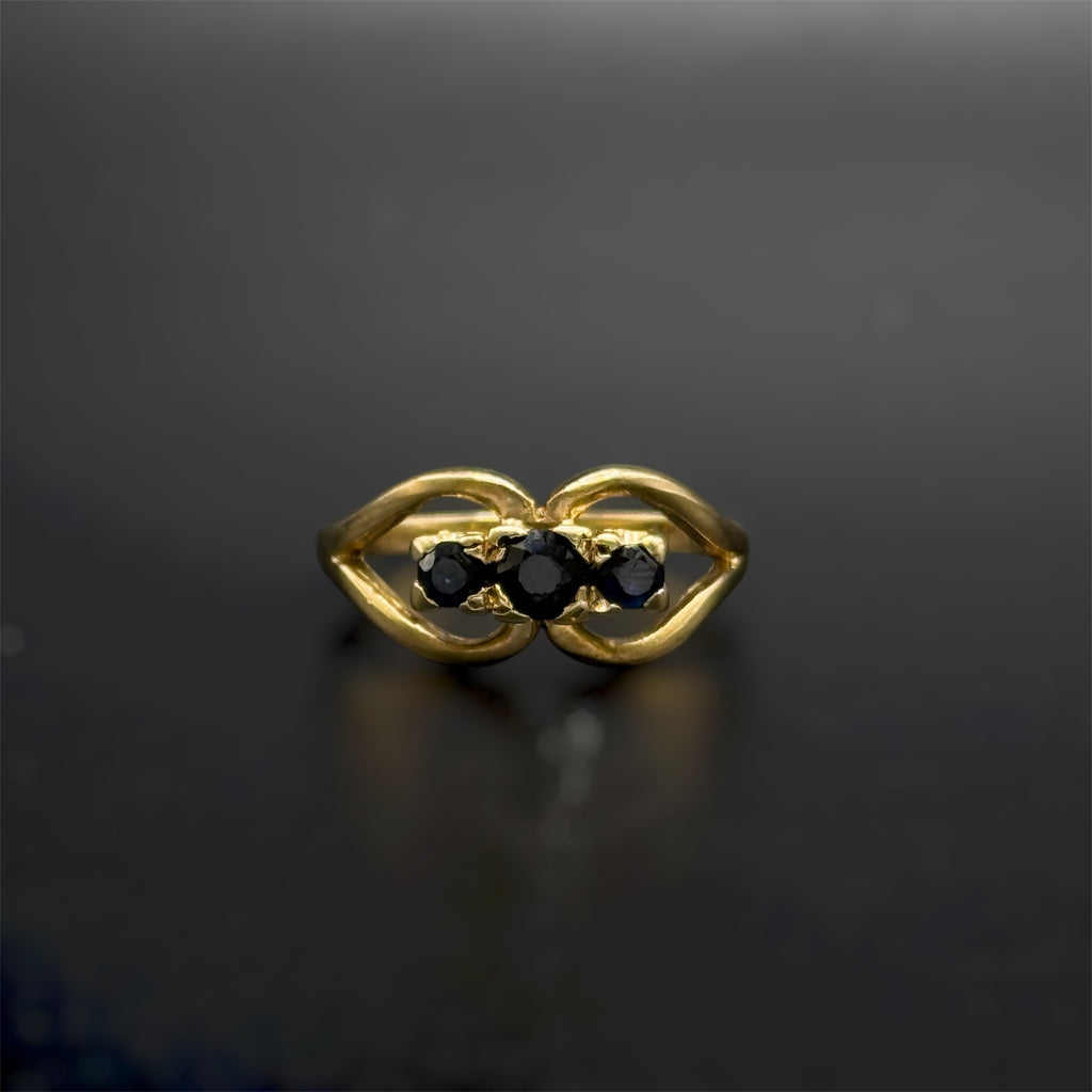 Vintage 9ct Gold Sapphire Trilogy Ring