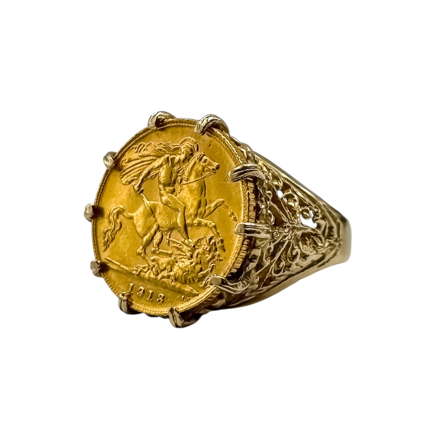 Vintage 1913 22ct Half Sovereign Coin Ring