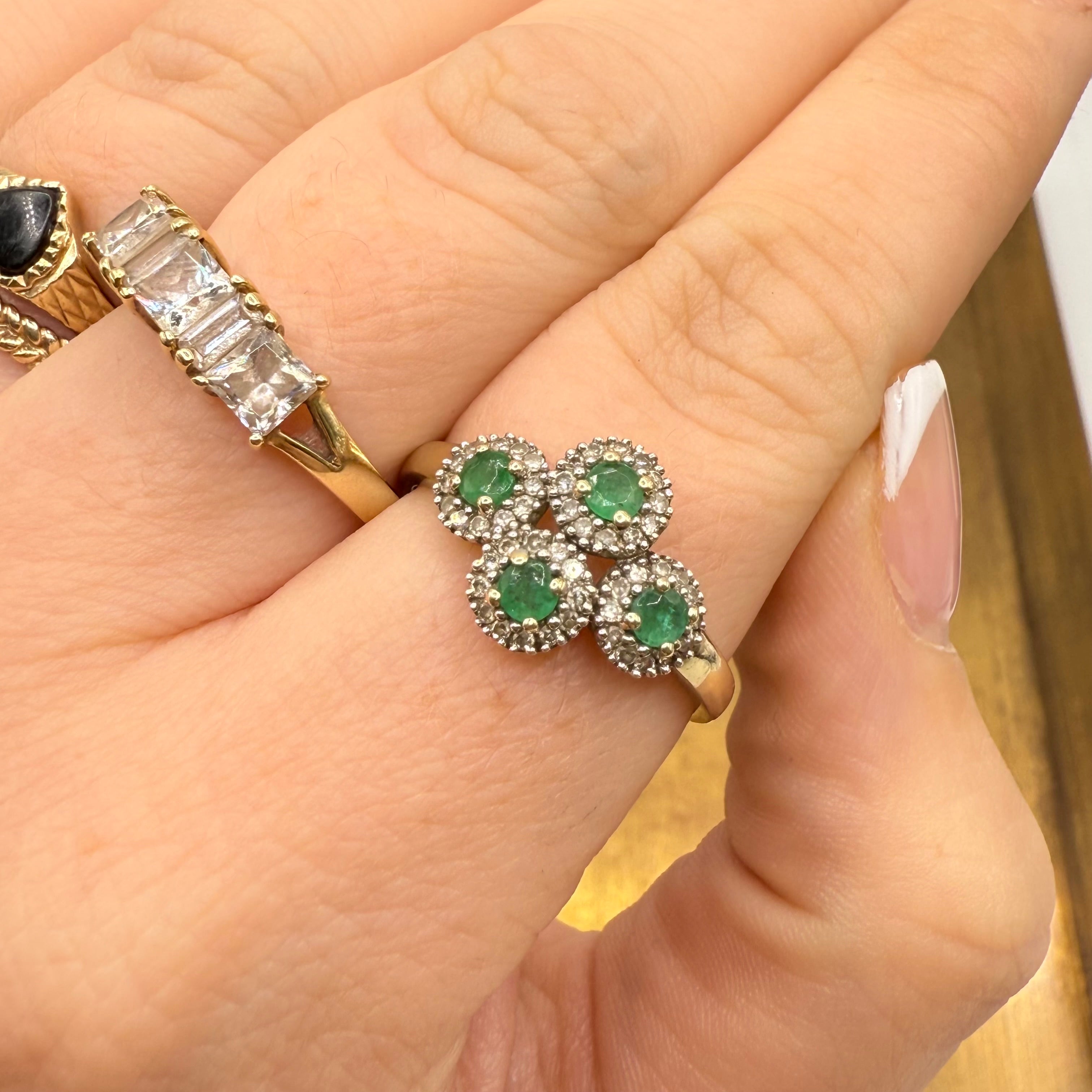 Vintage 9ct Gold Emerald and Diamond Ring