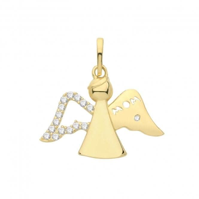 9ct Gold Zirconia Angel Pendant PN1268