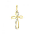 9ct Gold Zirconia Rounded Cross Pendant PN1267