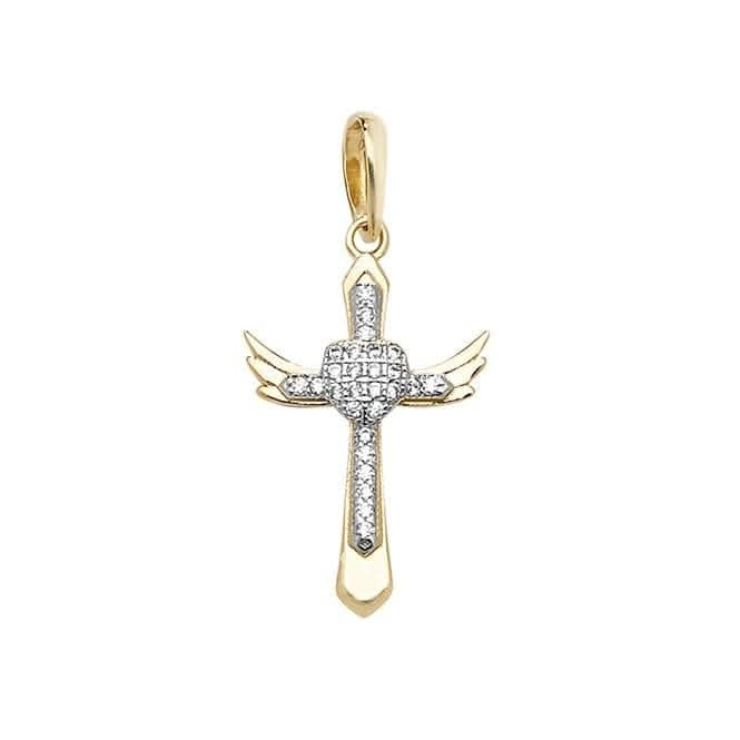 9ct Yellow Gold Cross Zirconia Pendant PN1041